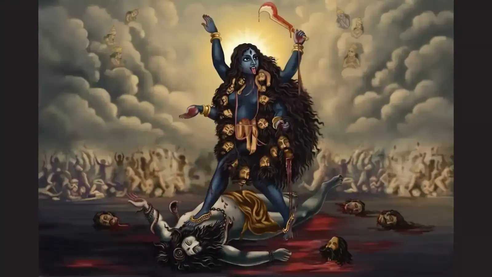 उग्र मुद्रा में खड़ी देवी चंडिका का कलात्मक चित्रण धार्मिक उत्सव और जयंती के संदर्भ में। उग्र मुद्रा में खड़ी देवी चंडिका का कलात्मक चित्रण धार्मिक उत्सव और जयंती के संदर्भ में।