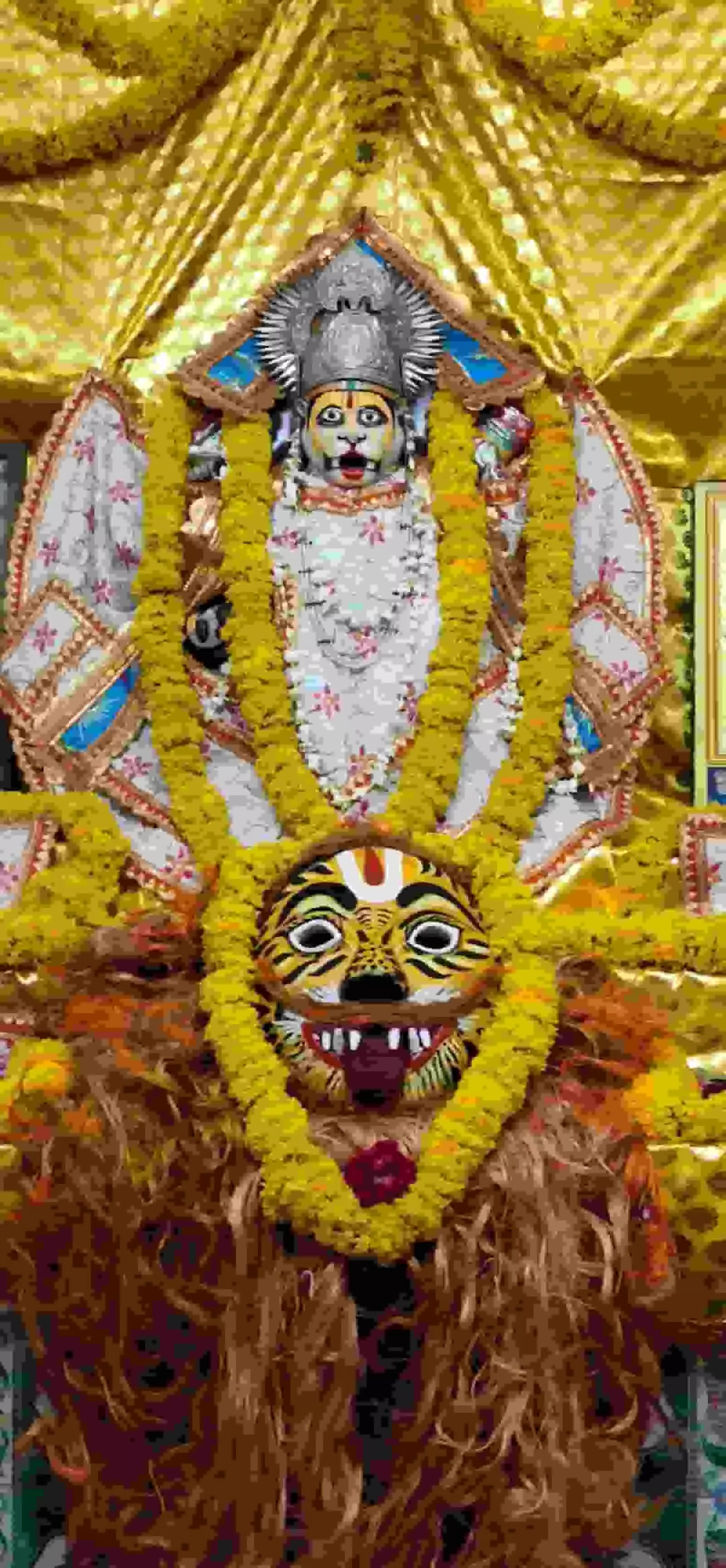 उदयपुर के धानमण्डी मंदिर में फूलों और वस्त्रों से सजी भगवान नृसिंह की प्रतिमा दिखाई दे रही है। उदयपुर के धानमण्डी मंदिर में फूलों और वस्त्रों से सजी भगवान नृसिंह की प्रतिमा दिखाई दे रही है।