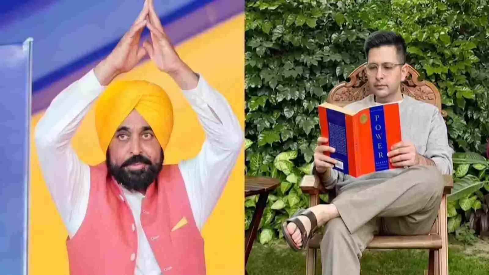 चंडीगढ़ में आम आदमी पार्टी की बैठक के दौरान मंच पर बोलते मुख्यमंत्री भगवंत मान।