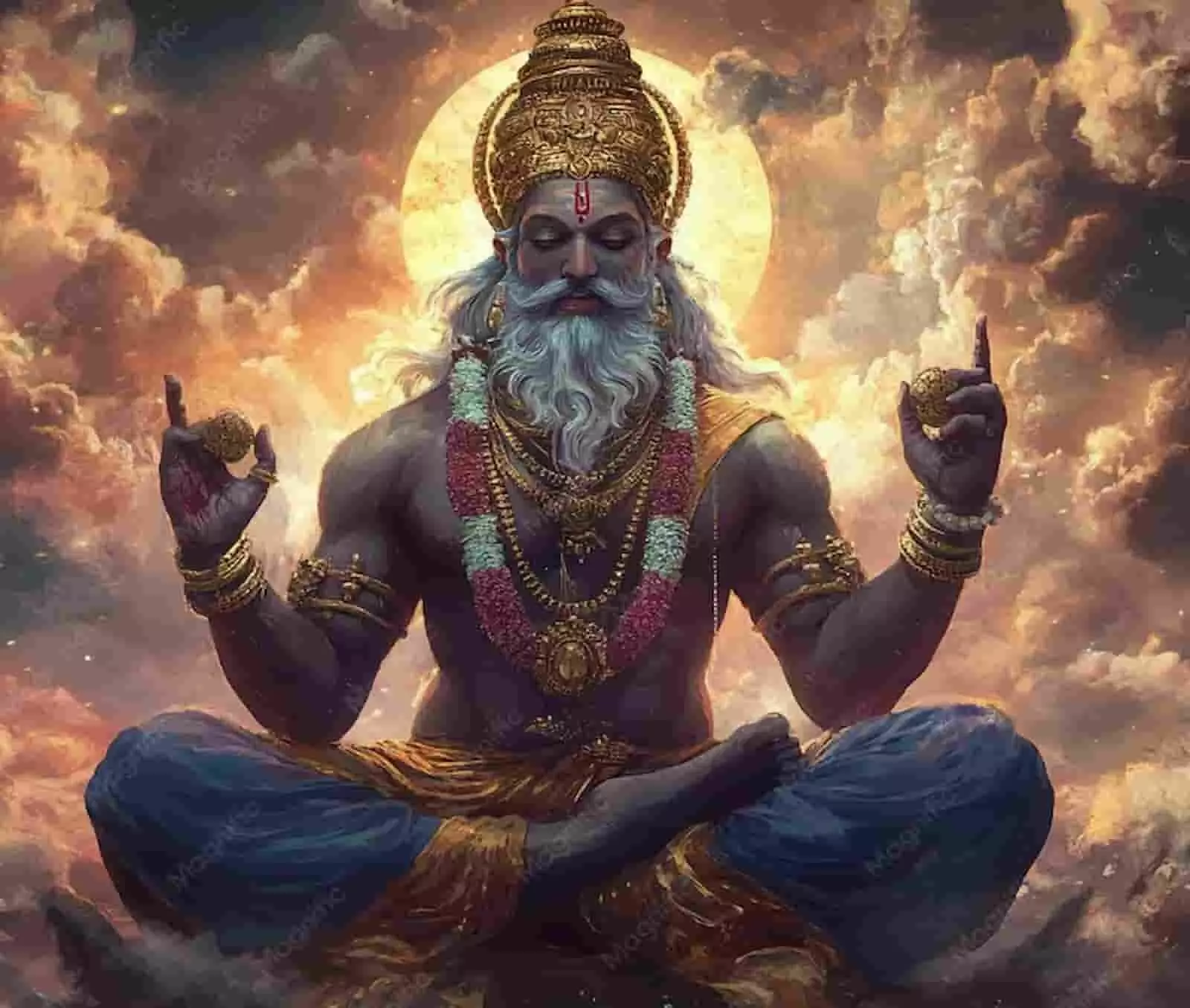 पुष्कर के मंदिर में स्थापित भगवान ब्रह्मा की चतुर्मुख प्रतिमा जिसमें उनके प्रतीक और स्वरूप दिखाई दे रहे हैं। पुष्कर के मंदिर में स्थापित भगवान ब्रह्मा की चतुर्मुख प्रतिमा जिसमें उनके प्रतीक और स्वरूप दिखाई दे रहे हैं।
