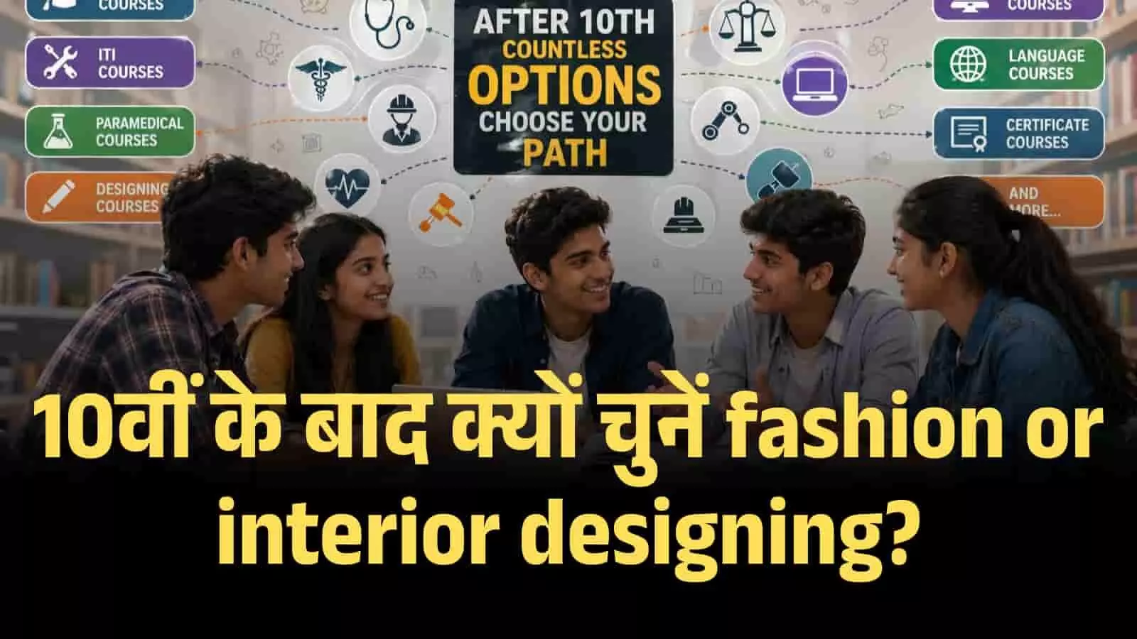 कक्षा में बैठे छात्र ग्राफिक्स के माध्यम से फैशन और इंटीरियर डिजाइनिंग कोर्सेज की जानकारी प्राप्त कर रहे हैं। कक्षा में बैठे छात्र ग्राफिक्स के माध्यम से फैशन और इंटीरियर डिजाइनिंग कोर्सेज की जानकारी प्राप्त कर रहे हैं।