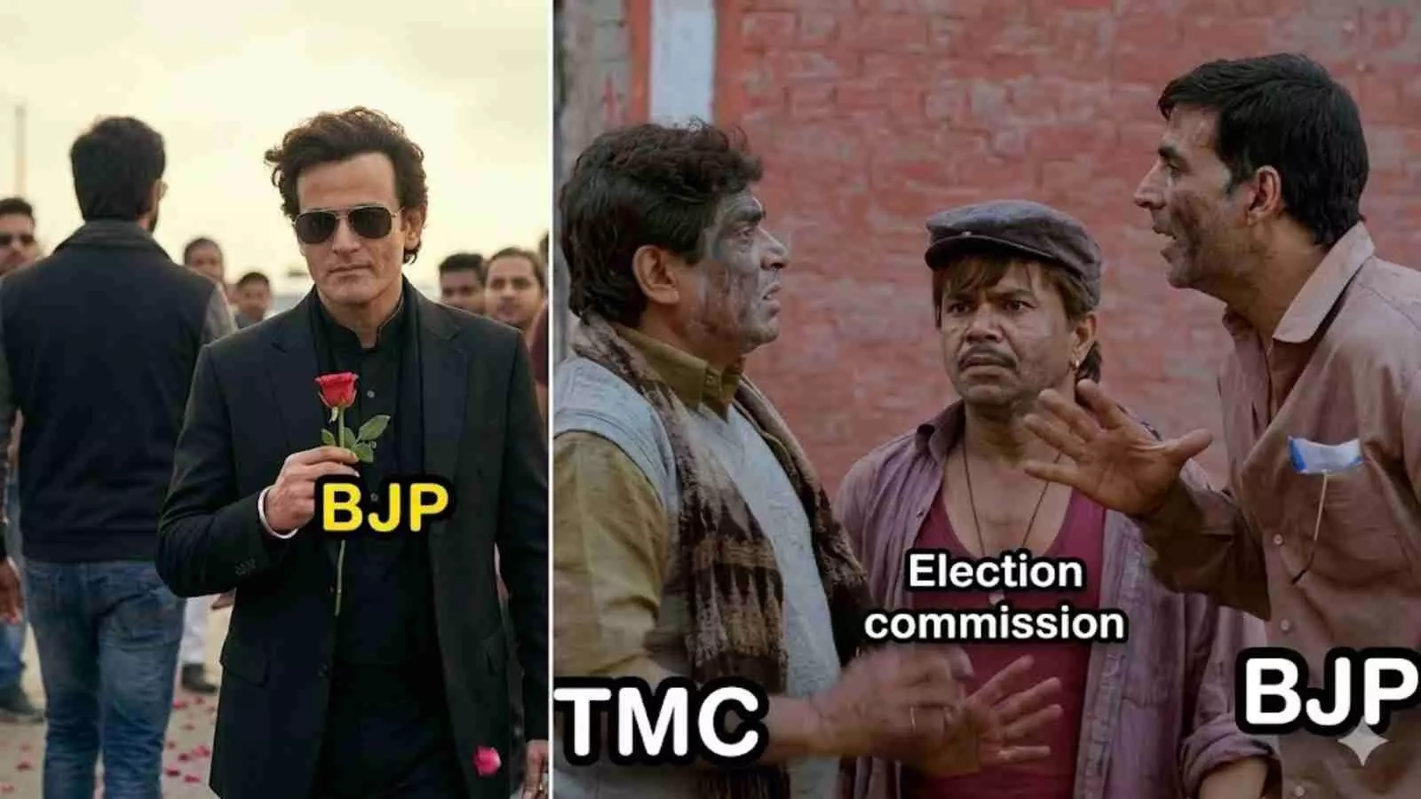 इंटरनेट पर वायरल चुनावी मीम्स में भाजपा और टीएमसी के बीच कड़ी प्रतिस्पर्धा को दिखाया गया है।