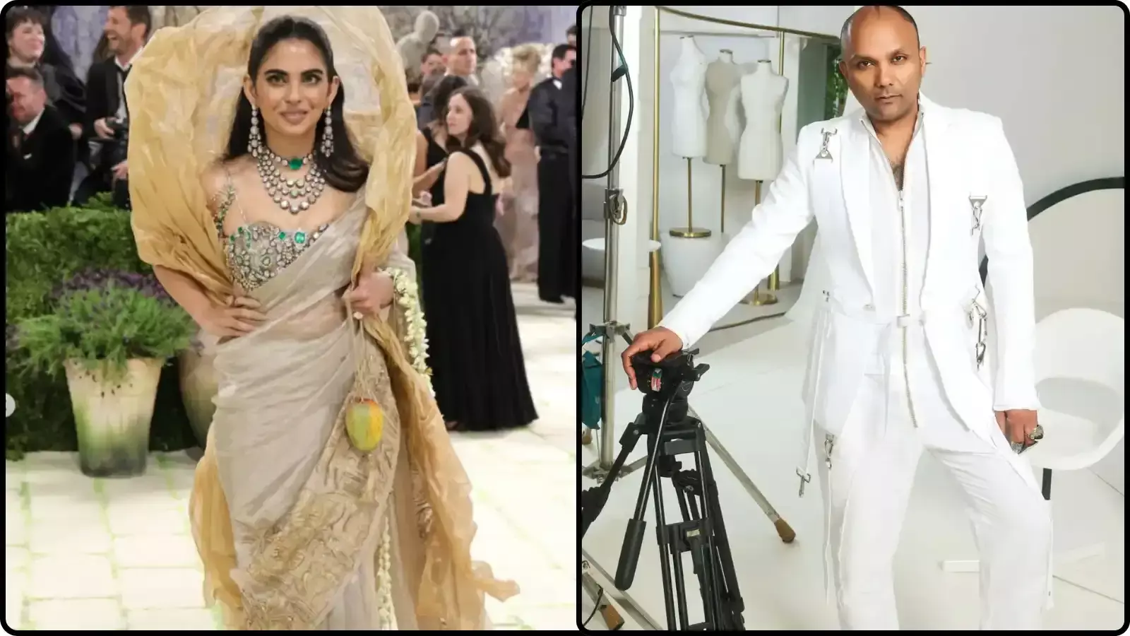 स्वर्ण साड़ी और हीरे के आभूषण पहने ईशा अंबानी और सफेद सूट में गौरव गुप्ता कार्यक्रम के दौरान। स्वर्ण साड़ी और हीरे के आभूषण पहने ईशा अंबानी और सफेद सूट में गौरव गुप्ता कार्यक्रम के दौरान।