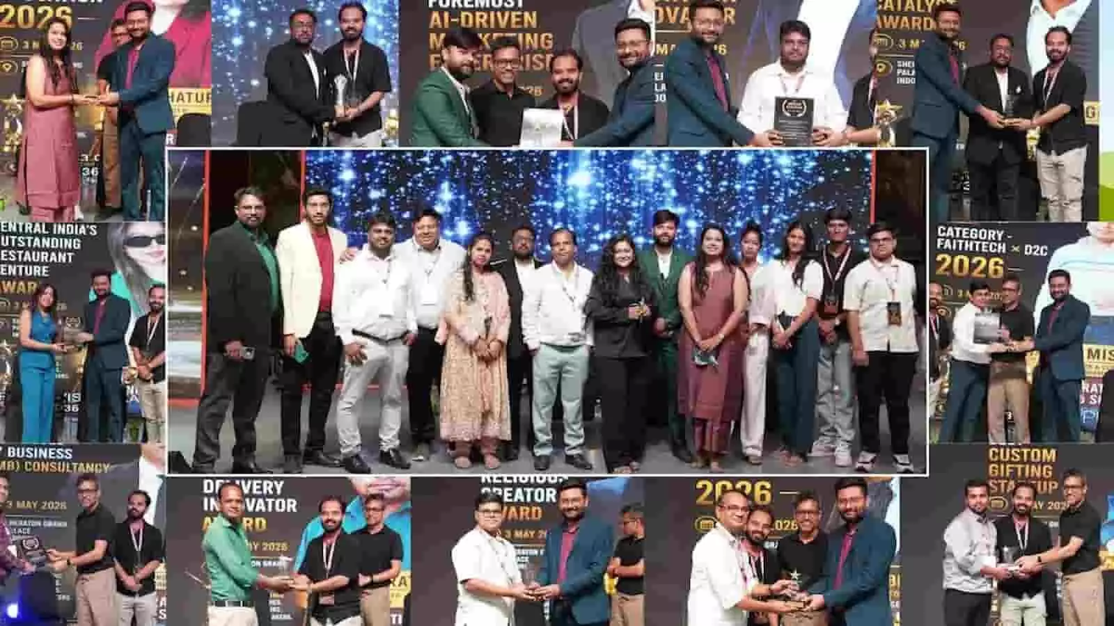 इंदौर में ऑर्बोसिस स्टार्टअप अवॉर्ड्स 2026 के दौरान मंच पर मौजूद विजनरी फाउंडर्स और अतिथि।
