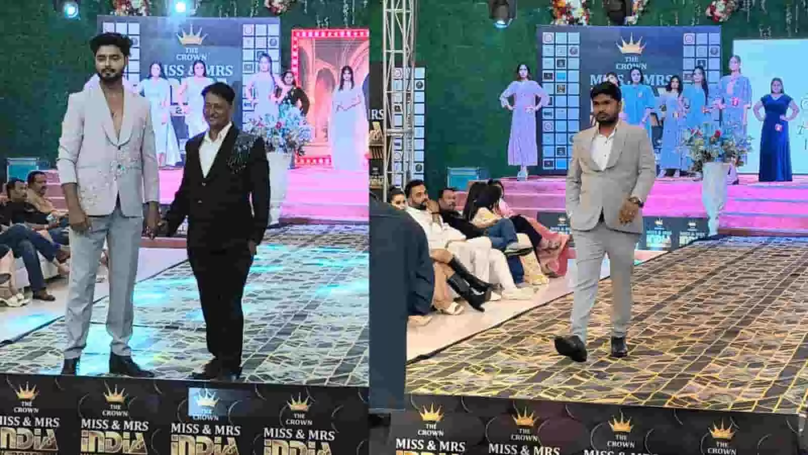 राज आंगन रिसॉर्ट में आयोजित मिस एंड मिसेज इंडिया द क्राउन शो के दौरान रैम्प पर चलते मॉडल्स। राज आंगन रिसॉर्ट में आयोजित मिस एंड मिसेज इंडिया द क्राउन शो के दौरान रैम्प पर चलते मॉडल्स।