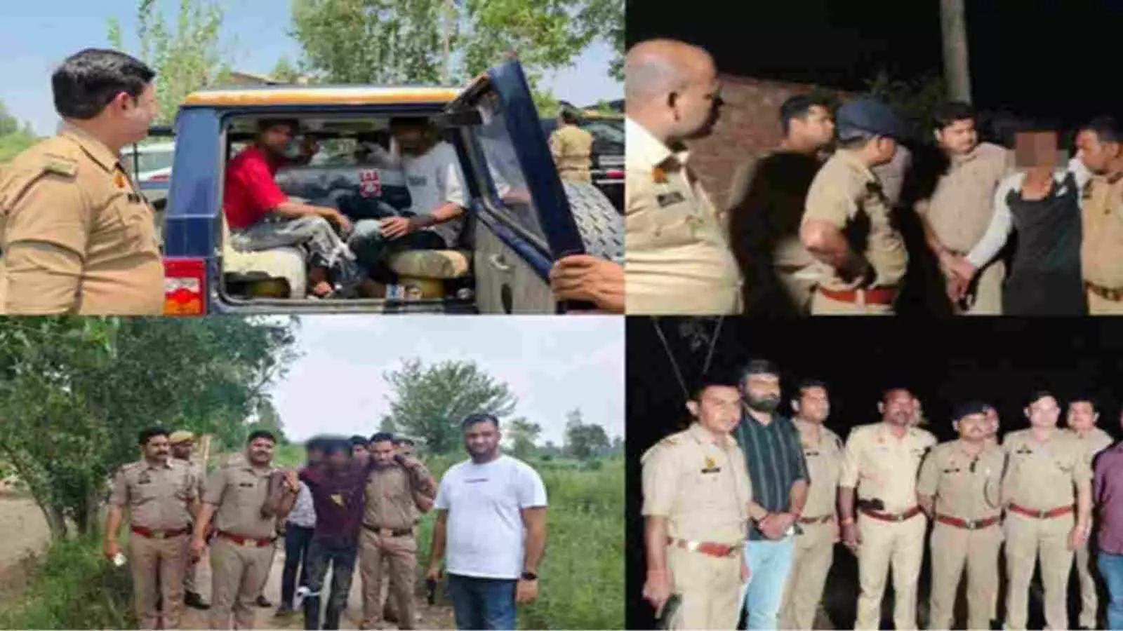 उत्तर प्रदेश पुलिस मुजफ्फरनगर के विभिन्न इलाकों में मुठभेड़ के बाद अपराधियों को गिरफ्तार करते हुए दिख रही है। उत्तर प्रदेश पुलिस मुजफ्फरनगर के विभिन्न इलाकों में मुठभेड़ के बाद अपराधियों को गिरफ्तार करते हुए दिख रही है।