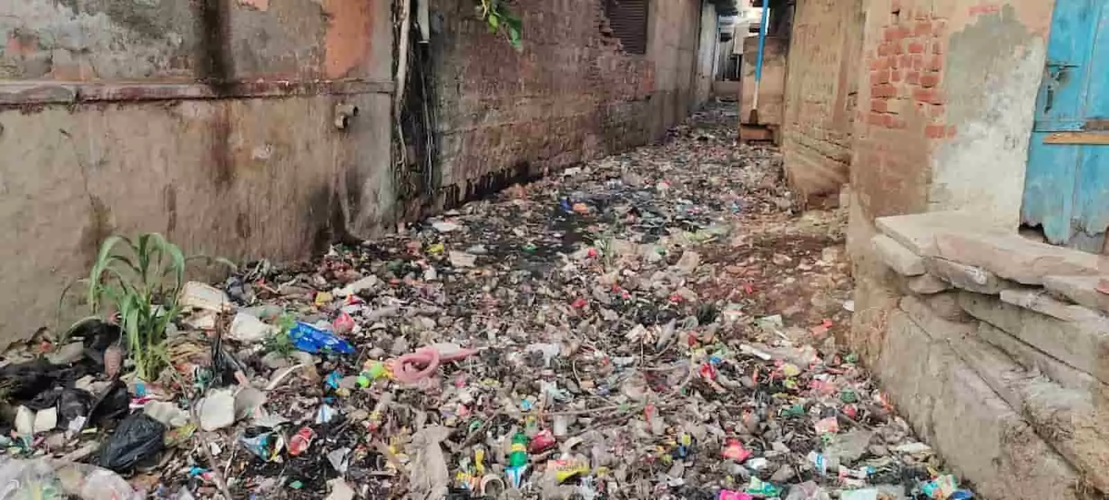 बयाना शहर के ऐतिहासिक कमल हौज नाले में फैला हुआ भारी कचरा और प्लास्टिक का अंबार। बयाना शहर के ऐतिहासिक कमल हौज नाले में फैला हुआ भारी कचरा और प्लास्टिक का अंबार।