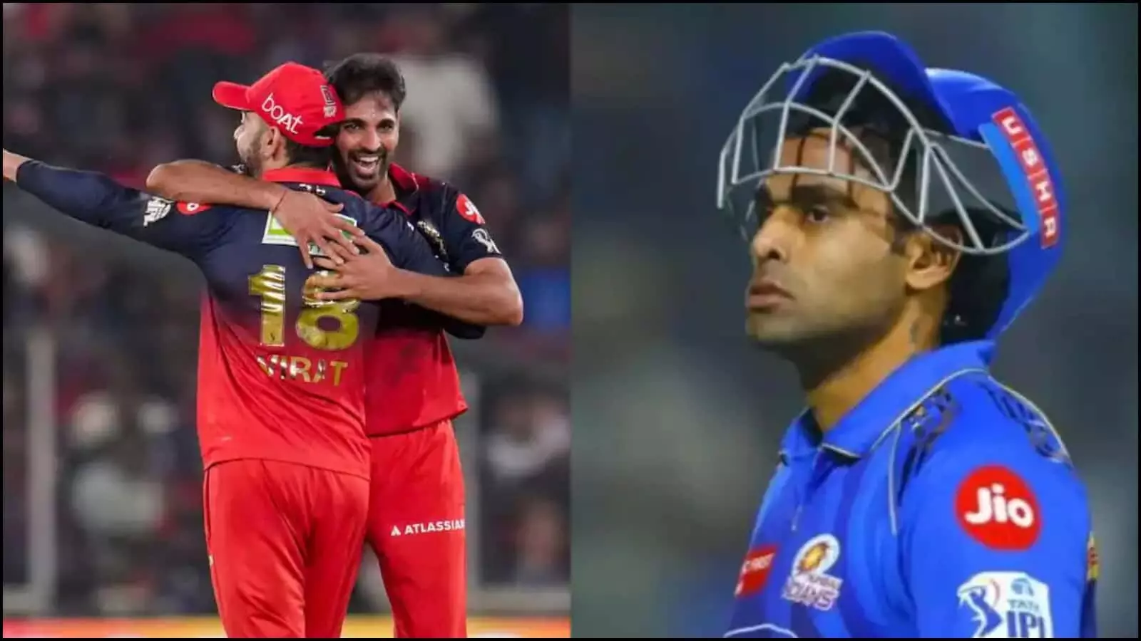 रायपुर में मुंबई इंडियंस के विरुद्ध मैच के दौरान विकेट लेने के बाद जश्न मनाते भुवनेश्वर कुमार और विराट कोहली। रायपुर में मुंबई इंडियंस के विरुद्ध मैच के दौरान विकेट लेने के बाद जश्न मनाते भुवनेश्वर कुमार और विराट कोहली।