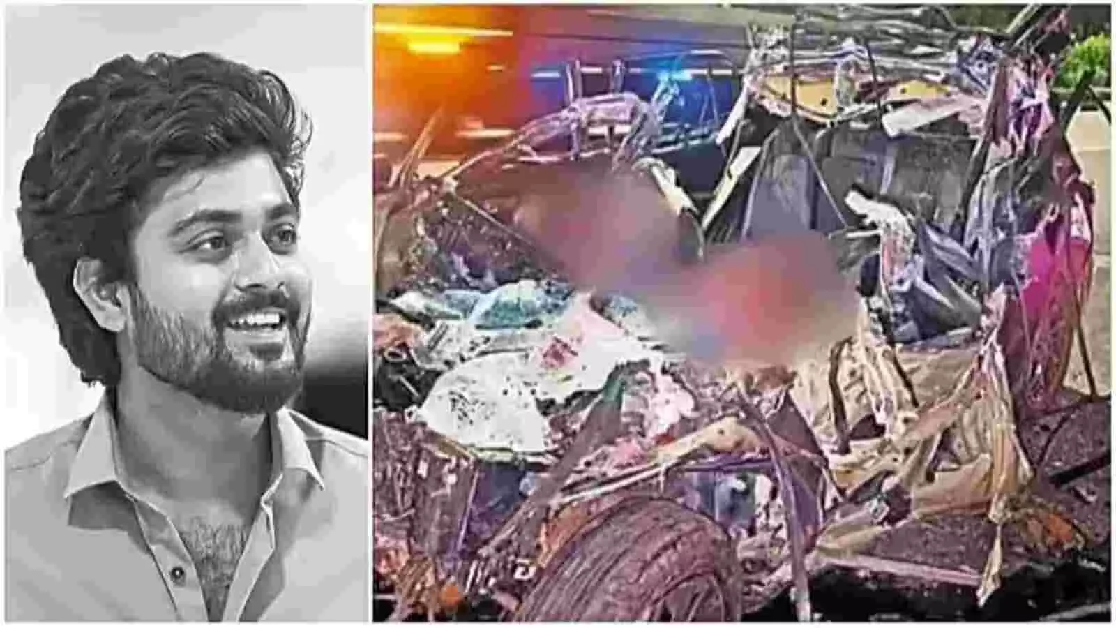 हैदराबाद आउटर रिंग रोड पर सड़क हादसे के बाद क्षतिग्रस्त हुई सफेद रंग की कार। हैदराबाद आउटर रिंग रोड पर सड़क हादसे के बाद क्षतिग्रस्त हुई सफेद रंग की कार।