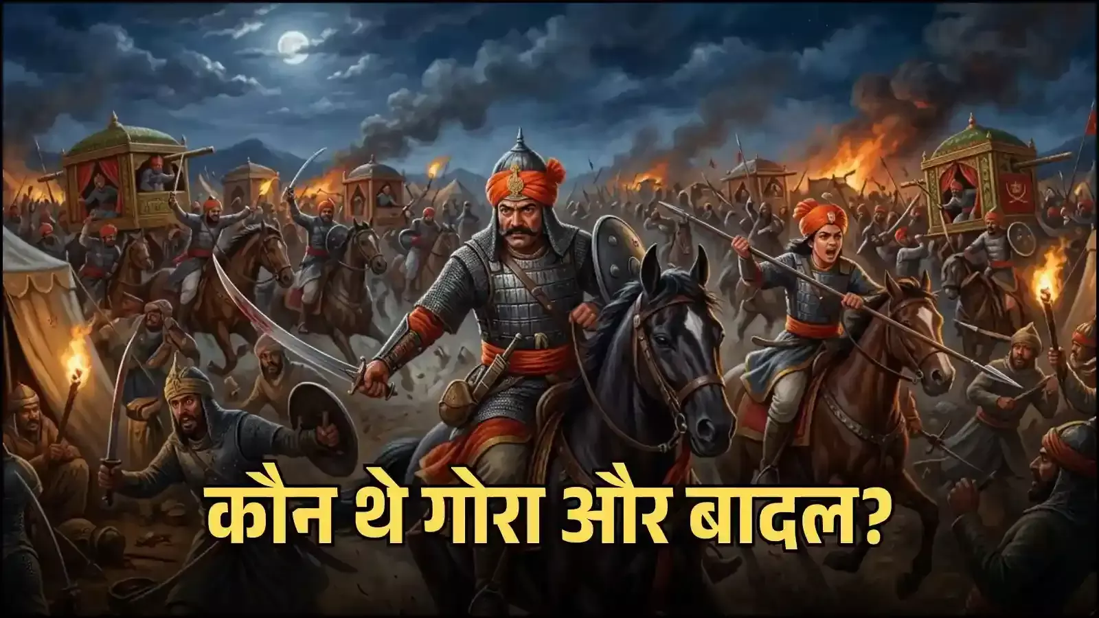 चित्तौड़गढ़ किले के प्रांगण में राजपूत योद्धा गोरा और बादल की वीरता को दर्शाती हुई ऐतिहासिक प्रतिमा। चित्तौड़गढ़ किले के प्रांगण में राजपूत योद्धा गोरा और बादल की वीरता को दर्शाती हुई ऐतिहासिक प्रतिमा।