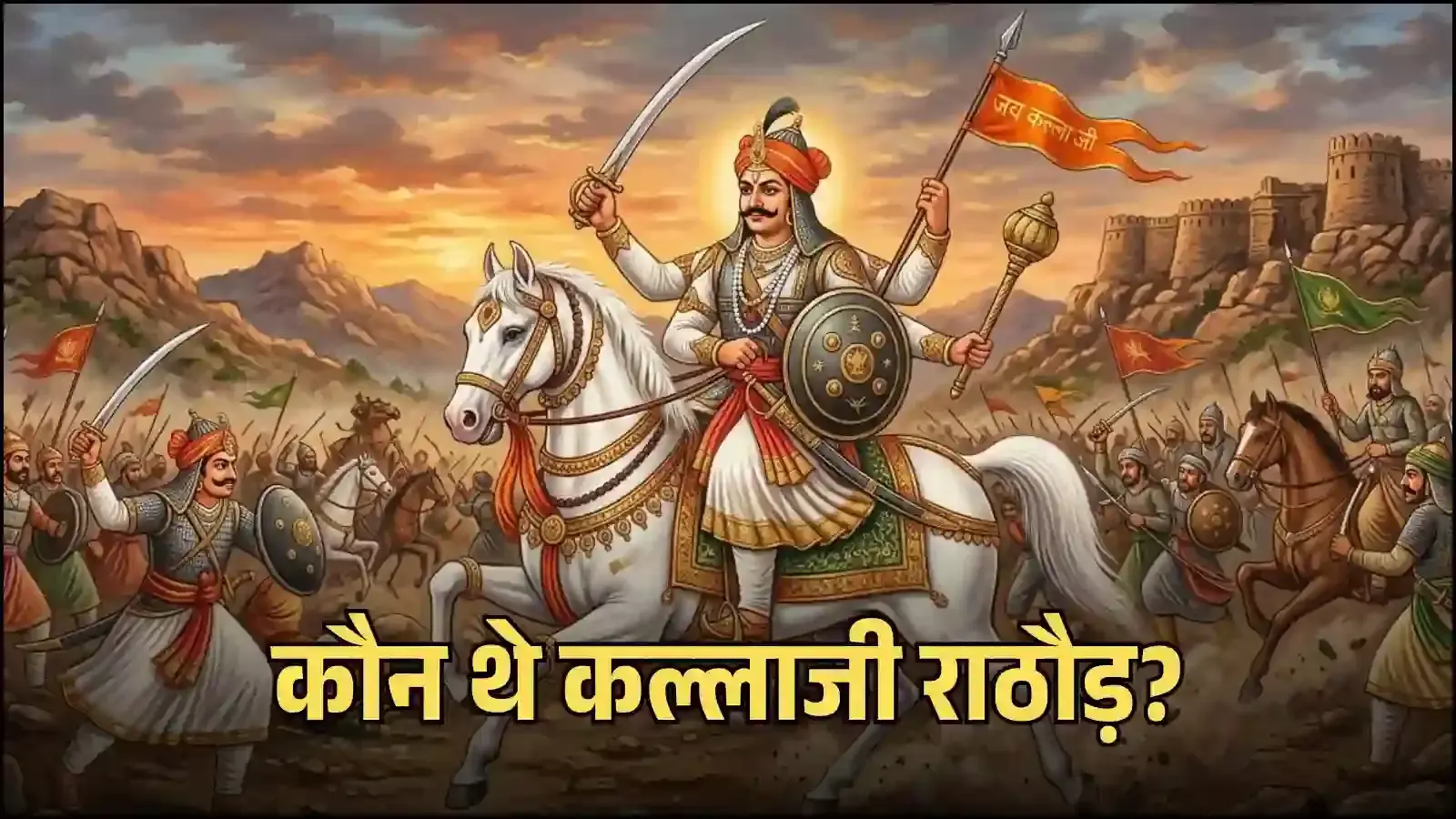 चित्तौड़गढ़ के किले में बनी पत्थर की छतरी जो लोकदेवता कल्लाजी राठौड़ के ऐतिहासिक बलिदान की स्मृति को दर्शाती है। चित्तौड़गढ़ के किले में बनी पत्थर की छतरी जो लोकदेवता कल्लाजी राठौड़ के ऐतिहासिक बलिदान की स्मृति को दर्शाती है।