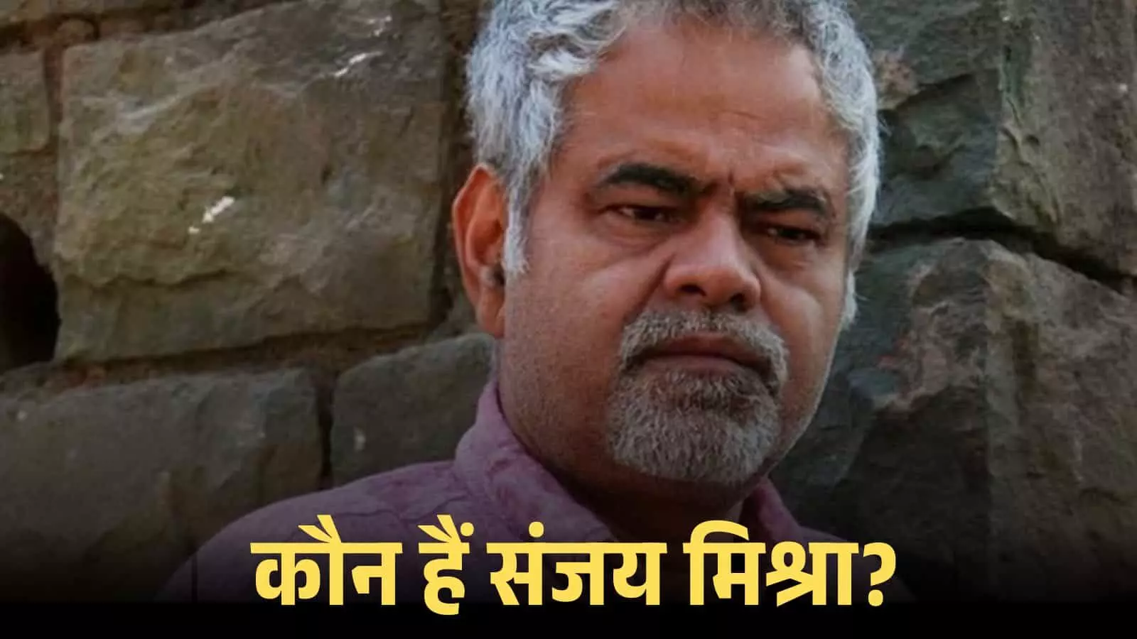 पत्थर की दीवार के सामने खड़े अभिनेता संजय मिश्रा का क्लोज अप शॉट जिसमें उनके चेहरे के हाव-भाव दिख रहे हैं। पत्थर की दीवार के सामने खड़े अभिनेता संजय मिश्रा का क्लोज अप शॉट जिसमें उनके चेहरे के हाव-भाव दिख रहे हैं।