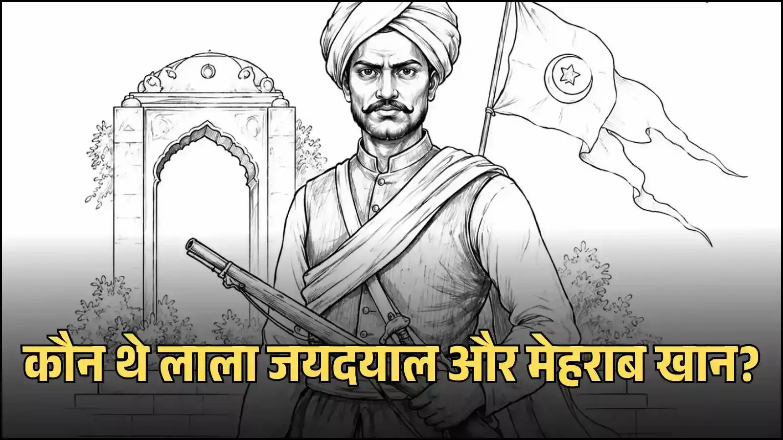 1857 की क्रांति के नायक लाला जयदयाल और मेहराब खान का कोटा विद्रोह के संदर्भ में चित्रण।