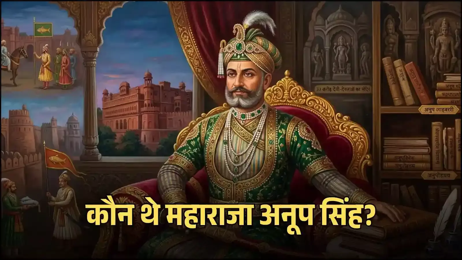 बीकानेर के महाराजा अनूप सिंह का चित्र जो उनके ऐतिहासिक योगदान और कला प्रेम को दर्शाता है। बीकानेर के महाराजा अनूप सिंह का चित्र जो उनके ऐतिहासिक योगदान और कला प्रेम को दर्शाता है।
