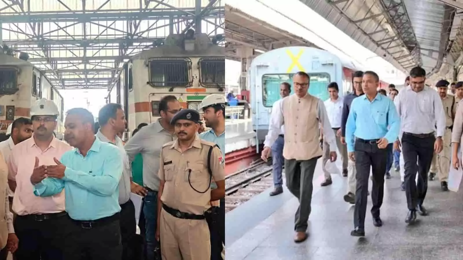 वडोदरा रेलवे स्टेशन के प्लेटफॉर्म पर निरीक्षण करते महाप्रबंधक रामाश्रय पाण्डेय और रेलवे अधिकारी। वडोदरा रेलवे स्टेशन के प्लेटफॉर्म पर निरीक्षण करते महाप्रबंधक रामाश्रय पाण्डेय और रेलवे अधिकारी।