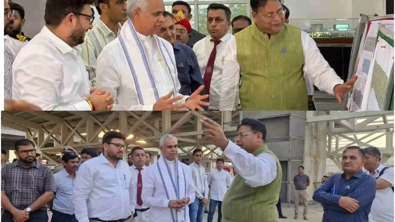 साबरमती रेलवे स्टेशन पर पुनर्विकास कार्यों का निरीक्षण करते राज्यपाल आचार्य देवव्रत और रेलवे अधिकारी। साबरमती रेलवे स्टेशन पर पुनर्विकास कार्यों का निरीक्षण करते राज्यपाल आचार्य देवव्रत और रेलवे अधिकारी।