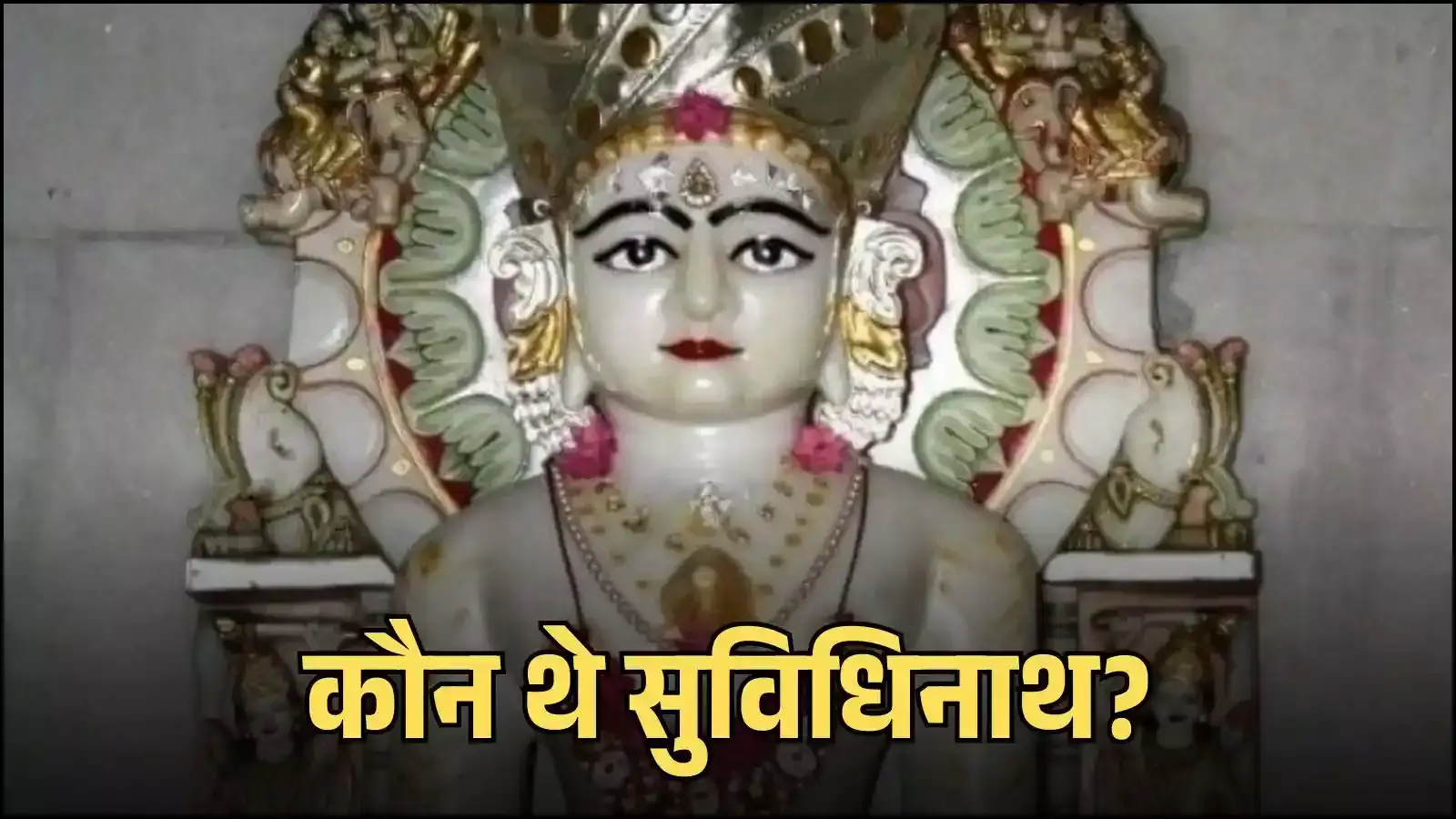 जैन धर्म के नौवें तीर्थंकर भगवान सुविधिनाथ की ध्यान मुद्रा में स्थापित पाषाण प्रतिमा का दृश्य। जैन धर्म के नौवें तीर्थंकर भगवान सुविधिनाथ की ध्यान मुद्रा में स्थापित पाषाण प्रतिमा का दृश्य।