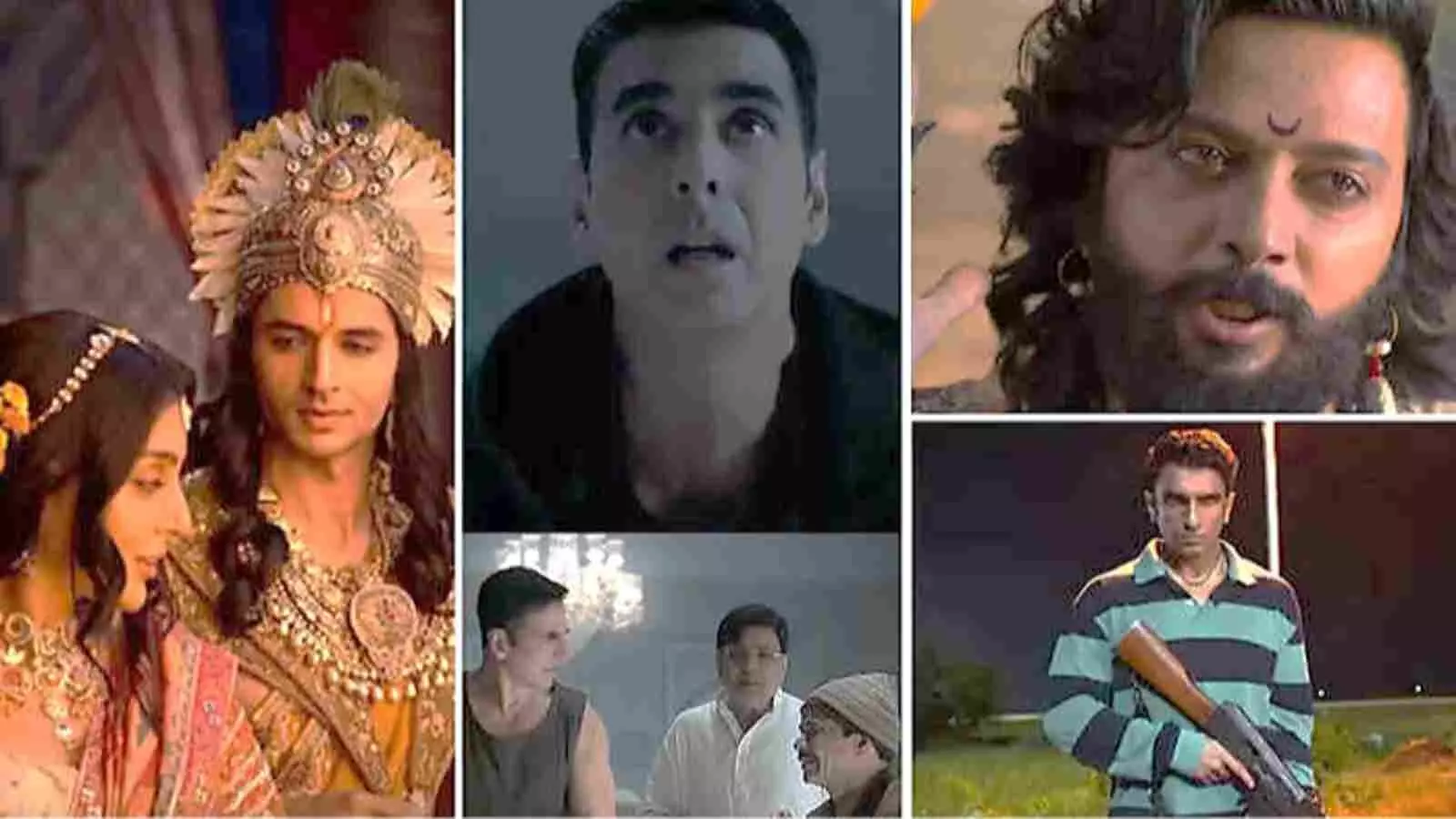 विभिन्न भारतीय फिल्मों के अभिनेता और अभिनेत्रियां अलग-अलग वेशभूषा और भावों में कोलाज फ्रेम में मौजूद हैं। विभिन्न भारतीय फिल्मों के अभिनेता और अभिनेत्रियां अलग-अलग वेशभूषा और भावों में कोलाज फ्रेम में मौजूद हैं।