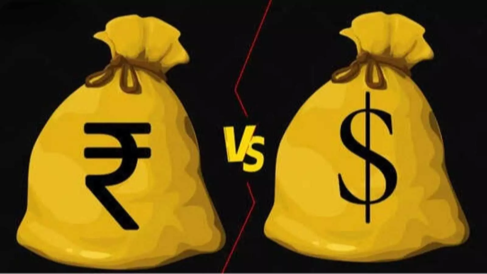 भारतीय रुपये और अमेरिकी डॉलर के प्रतीकों वाली दो पीली पोटलियां तुलनात्मक रूप में दिख रही हैं। भारतीय रुपये और अमेरिकी डॉलर के प्रतीकों वाली दो पीली पोटलियां तुलनात्मक रूप में दिख रही हैं।
