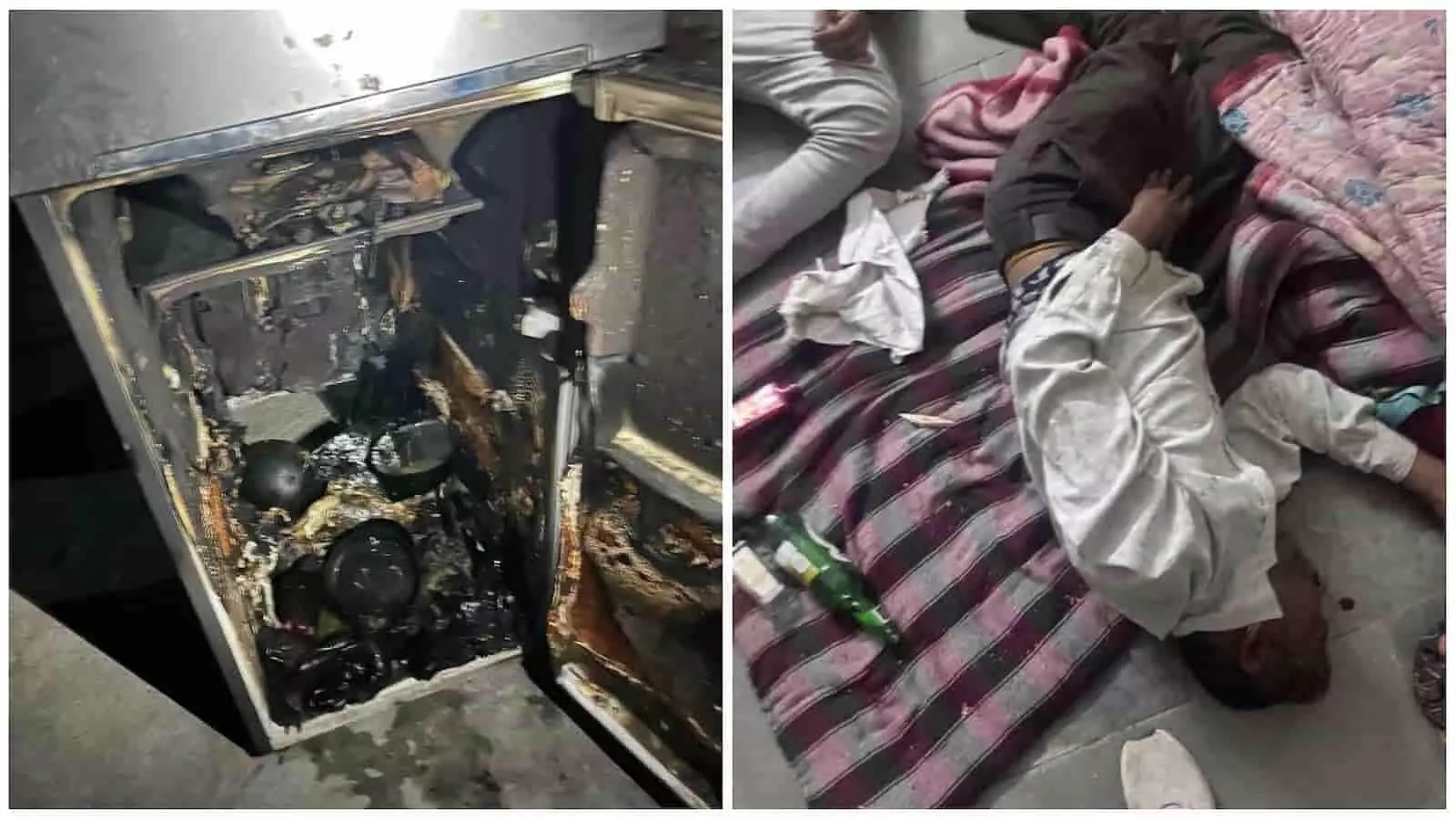 गुंदली गांव में बिजली का तार गिरने से जला हुआ फ्रिज और जमीन पर पड़ा मृतक युवक। गुंदली गांव में बिजली का तार गिरने से जला हुआ फ्रिज और जमीन पर पड़ा मृतक युवक।