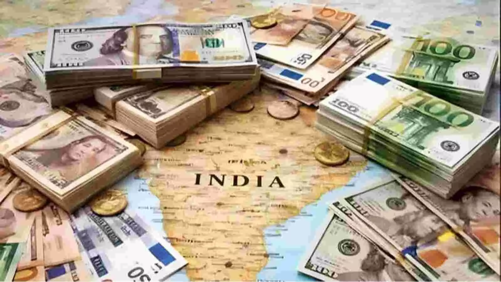 भारत के मानचित्र पर विभिन्न विदेशी मुद्रा नोट और सिक्के प्रत्यक्ष विदेशी निवेश के संदर्भ में दिख रहे हैं। भारत के मानचित्र पर विभिन्न विदेशी मुद्रा नोट और सिक्के प्रत्यक्ष विदेशी निवेश के संदर्भ में दिख रहे हैं।