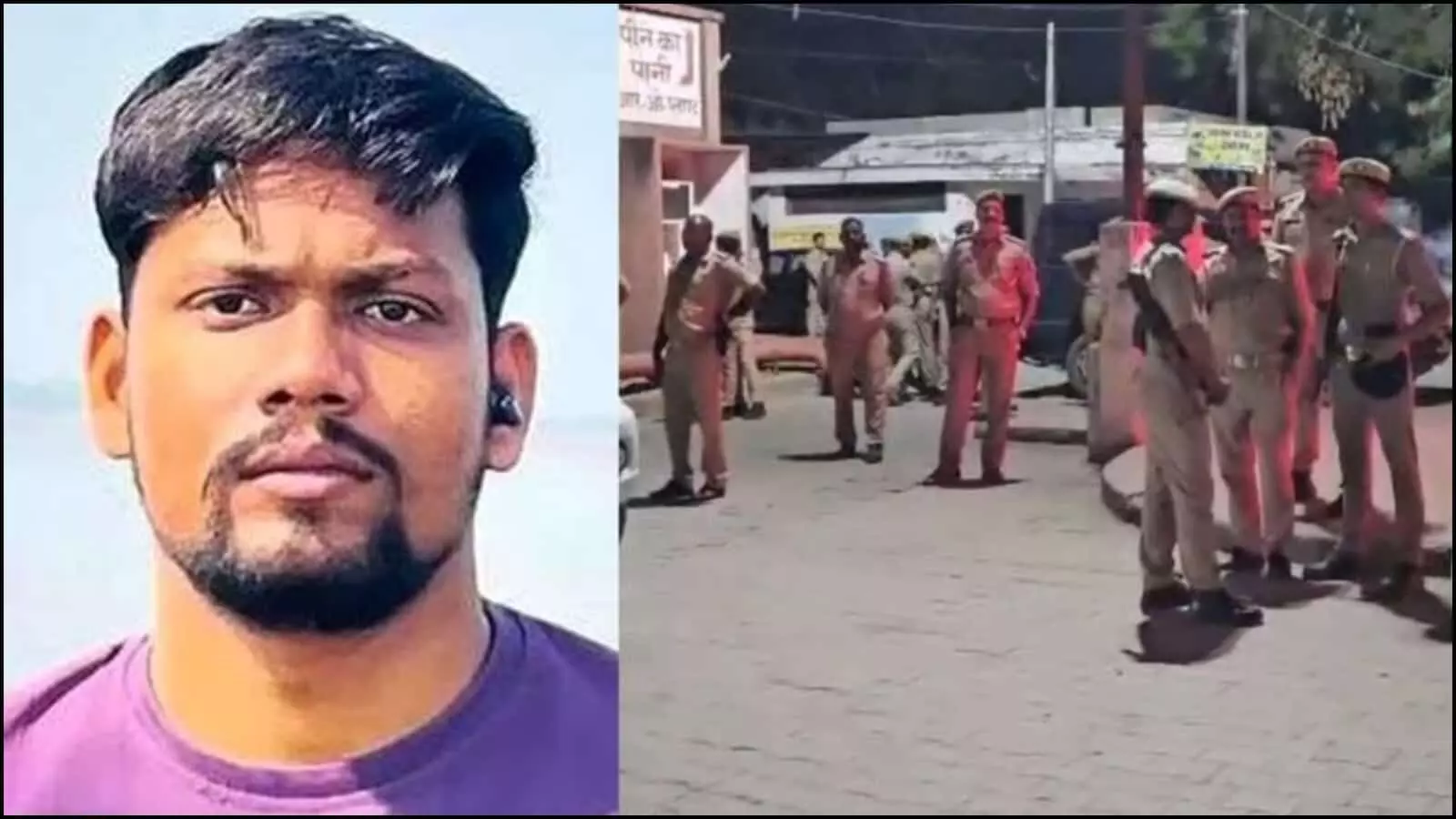 अस्पताल के बाहर खड़े उत्तर प्रदेश पुलिस के जवान और आरोपी रवि यादव की तस्वीर जो जौनपुर मुठभेड़ के संदर्भ में है। अस्पताल के बाहर खड़े उत्तर प्रदेश पुलिस के जवान और आरोपी रवि यादव की तस्वीर जो जौनपुर मुठभेड़ के संदर्भ में है।