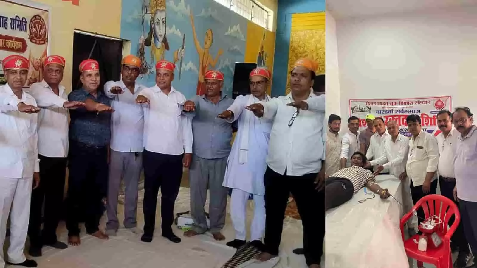 सनवाड़ में आयोजित रक्तदान शिविर और शपथ ग्रहण समारोह में शामिल संस्थान के पदाधिकारी। सनवाड़ में आयोजित रक्तदान शिविर और शपथ ग्रहण समारोह में शामिल संस्थान के पदाधिकारी।