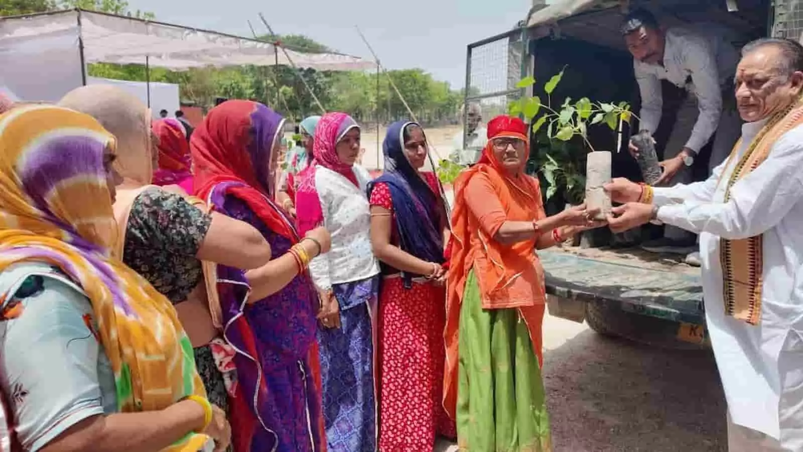 कैबिनेट मंत्री जोराराम कुमावत पाली में महिलाओं को पौधा वितरित कर जल संरक्षण का संदेश दे रहे हैं। कैबिनेट मंत्री जोराराम कुमावत पाली में महिलाओं को पौधा वितरित कर जल संरक्षण का संदेश दे रहे हैं।