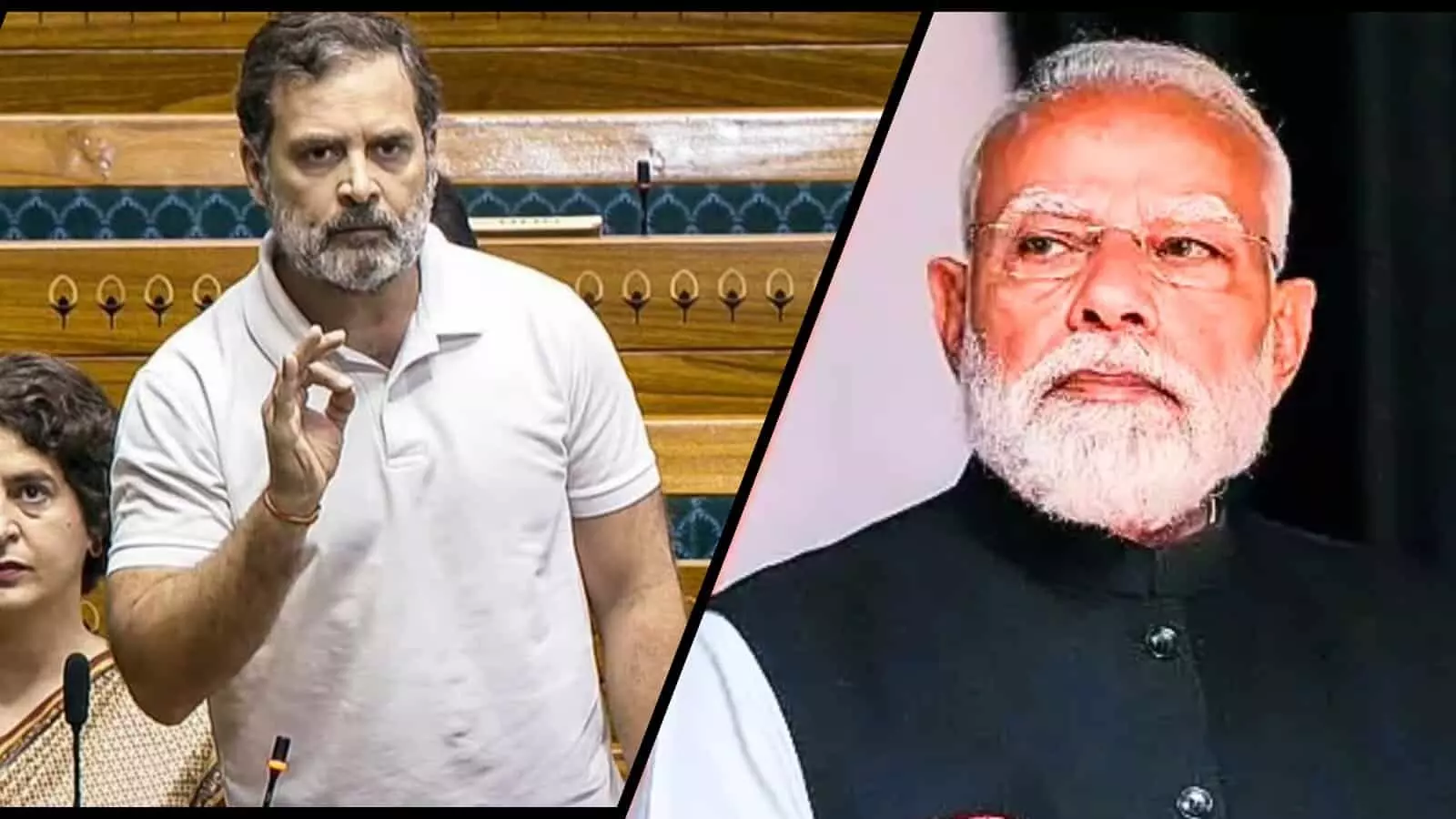 माइक्रोफोन के सामने बोलते हुए कांग्रेस नेता राहुल गांधी और प्रधानमंत्री नरेंद्र मोदी की कोलाज तस्वीर। माइक्रोफोन के सामने बोलते हुए कांग्रेस नेता राहुल गांधी और प्रधानमंत्री नरेंद्र मोदी की कोलाज तस्वीर।