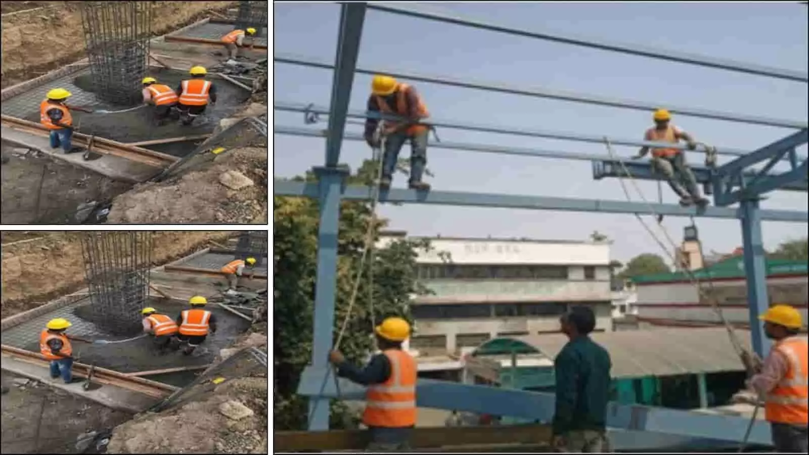नासिक क्षेत्र के रेलवे स्टेशनों पर निर्माण कार्य करते श्रमिक और ढांचा तैयार करते कर्मचारी। नासिक क्षेत्र के रेलवे स्टेशनों पर निर्माण कार्य करते श्रमिक और ढांचा तैयार करते कर्मचारी।