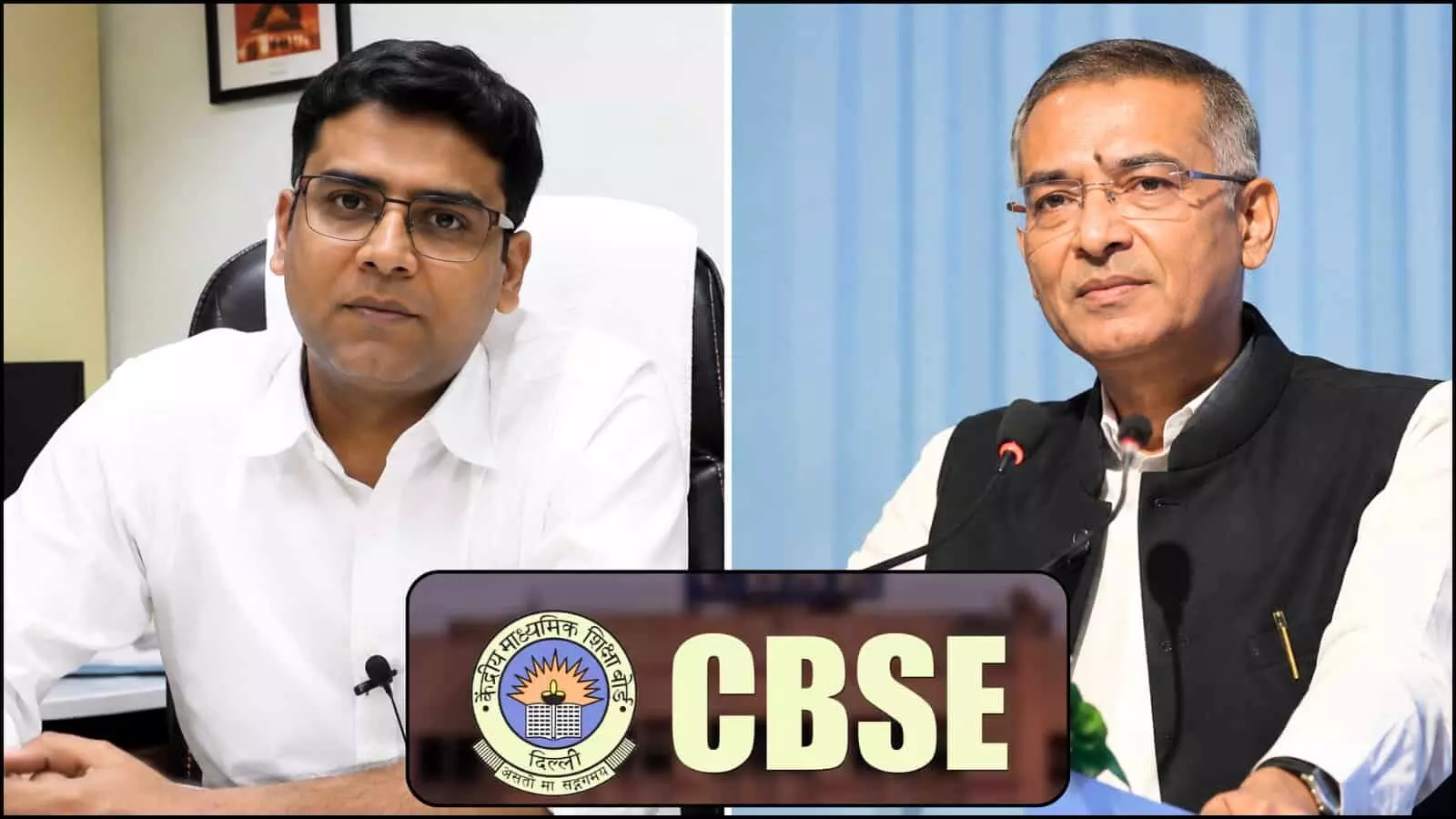 कार्यालय में बैठे सीबीएसई सचिव हिमांशु गुप्ता और चेयरमैन राहुल सिंह के चित्रों का कोलाज नई दिल्ली में प्रशासनिक फेरबदल के संदर्भ में। कार्यालय में बैठे सीबीएसई सचिव हिमांशु गुप्ता और चेयरमैन राहुल सिंह के चित्रों का कोलाज नई दिल्ली में प्रशासनिक फेरबदल के संदर्भ में।