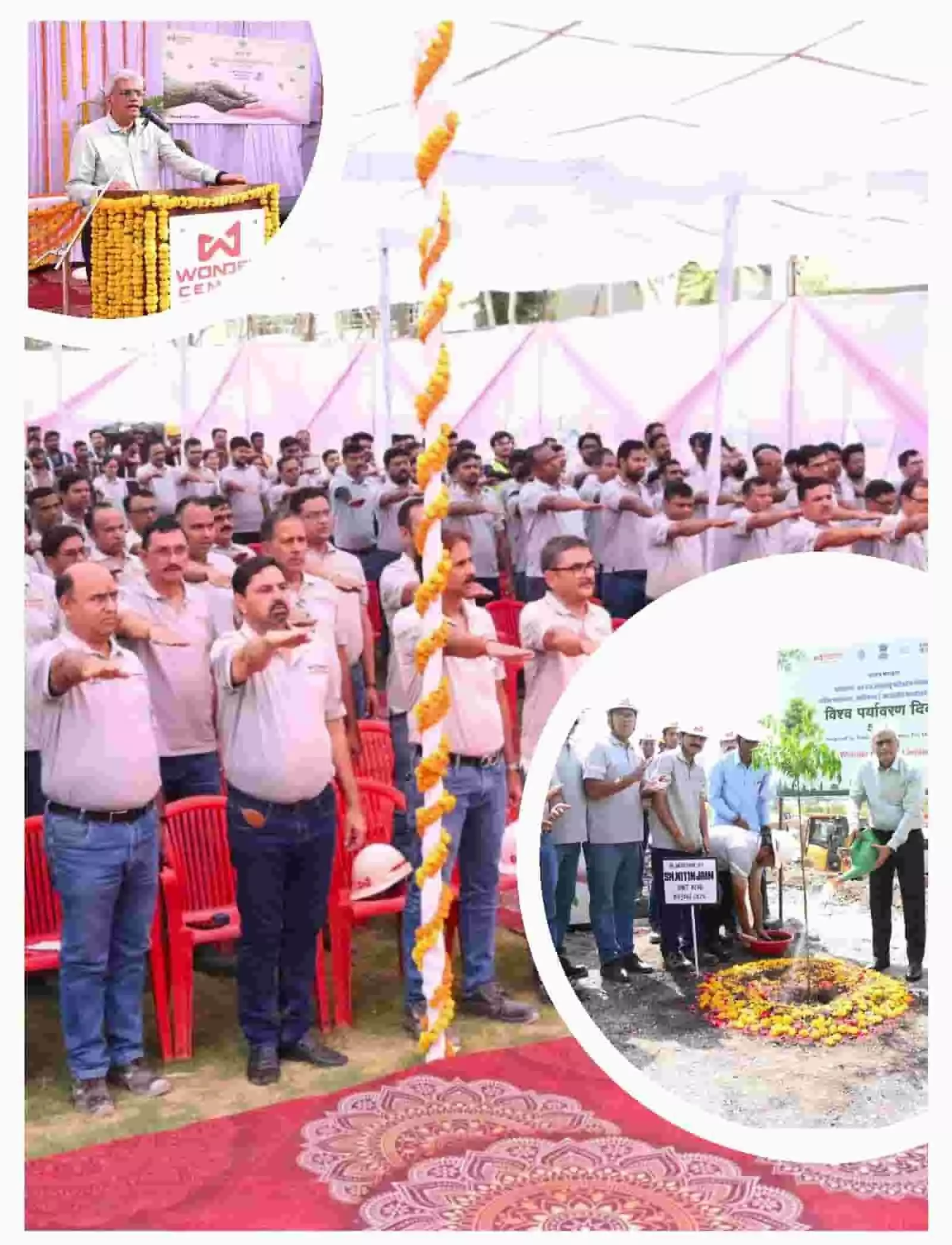 तस्वीर में वंडर सीमेंट के कर्मचारी निंबाहेड़ा में पर्यावरण संरक्षण की शपथ लेते दिख रहे हैं। तस्वीर में वंडर सीमेंट के कर्मचारी निंबाहेड़ा में पर्यावरण संरक्षण की शपथ लेते दिख रहे हैं।
