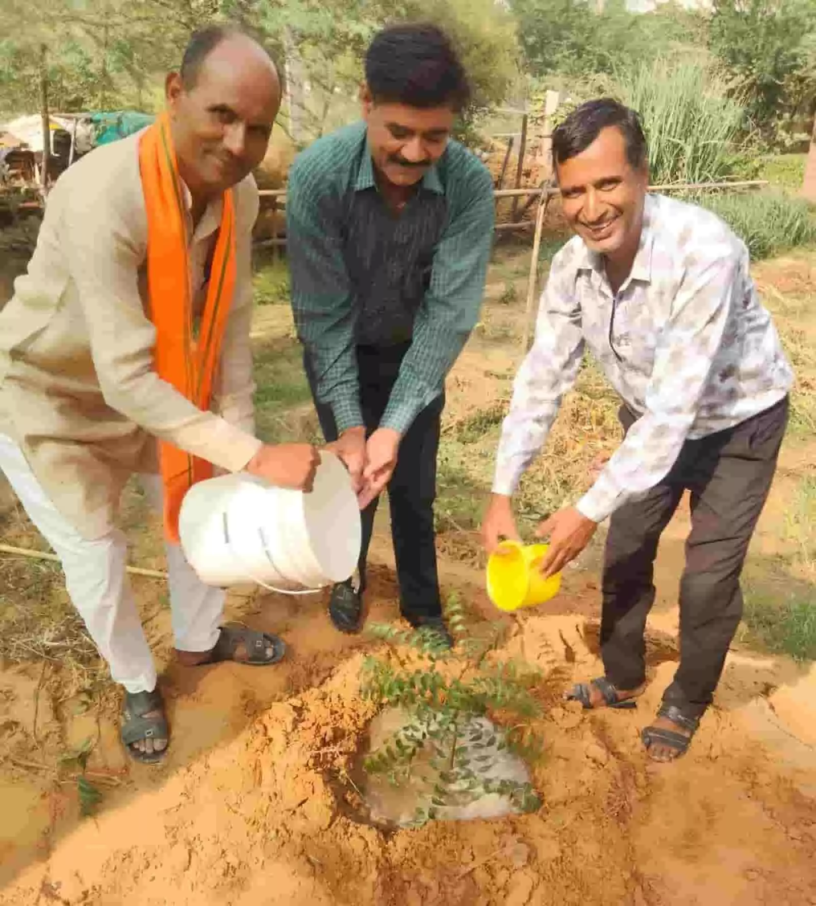 तस्वीर में गंगापुर सिटी में भाजपा कार्यकर्ता पर्यावरण दिवस पर वृक्षारोपण करते हुए दिख रहे हैं।