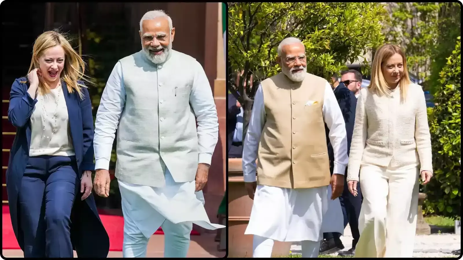 एक संयुक्त कोलाज में बातचीत करते हुए इटली की प्रधानमंत्री जॉर्जिया मेलोनी और भारत के प्रधानमंत्री नरेंद्र मोदी। एक संयुक्त कोलाज में बातचीत करते हुए इटली की प्रधानमंत्री जॉर्जिया मेलोनी और भारत के प्रधानमंत्री नरेंद्र मोदी।