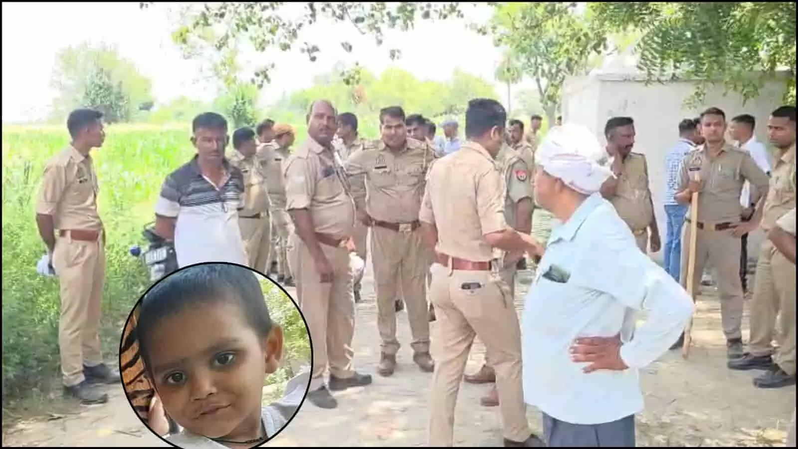 कासगंज के बहारपुर गांव में घटनास्थल पर जांच करती पुलिस टीम और मृतक बच्ची। कासगंज के बहारपुर गांव में घटनास्थल पर जांच करती पुलिस टीम और मृतक बच्ची।