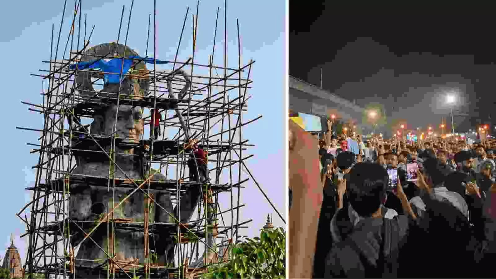 बांग्लादेश में कट्टरपंथियों की धमकी से रुका भगवान राम की मूर्ति का निर्माण, विरोध में हिंदू युवाओं का ऐतिहासिक प्रदर्शन।