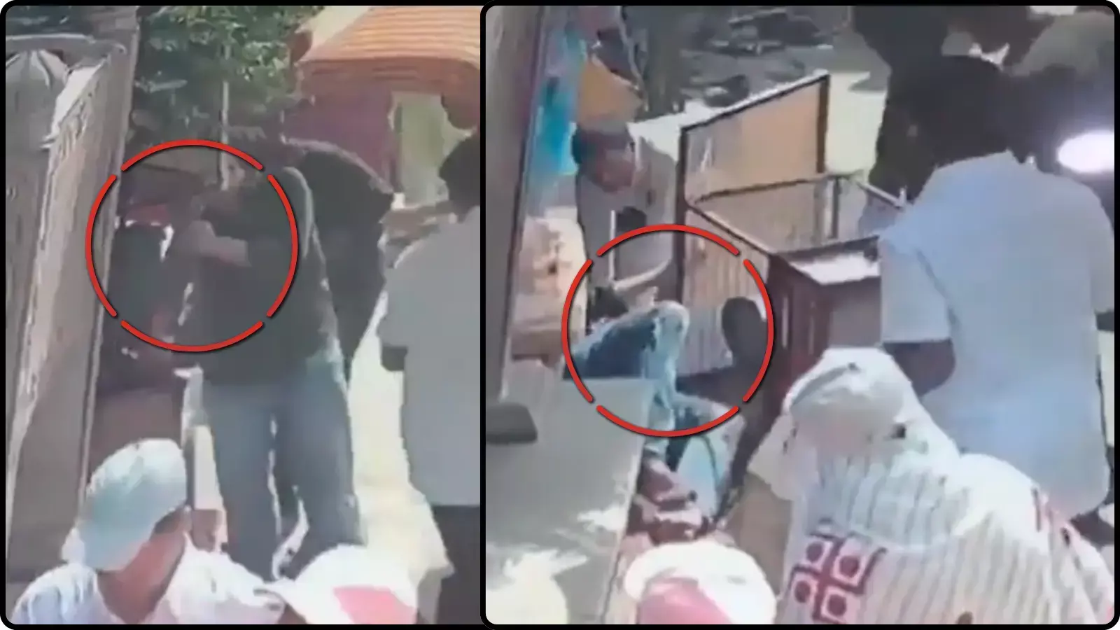 मंदिर के बाहर सीसीटीवी फुटेज के दो दृश्य लाल घेरे के साथ सार्वजनिक सुरक्षा के संदर्भ में दिख रहे हैं। मंदिर के बाहर सीसीटीवी फुटेज के दो दृश्य लाल घेरे के साथ सार्वजनिक सुरक्षा के संदर्भ में दिख रहे हैं।