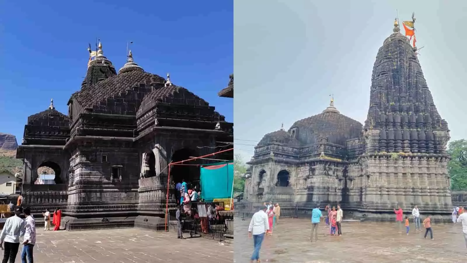 नासिक के प्रसिद्ध त्र्यंबकेश्वर ज्योतिर्लिंग मंदिर परिसर का बाहरी दृश्य जिसमें श्रद्धालु दर्शन के लिए आते-जाते दिखाई दे रहे हैं। नासिक के प्रसिद्ध त्र्यंबकेश्वर ज्योतिर्लिंग मंदिर परिसर का बाहरी दृश्य जिसमें श्रद्धालु दर्शन के लिए आते-जाते दिखाई दे रहे हैं।