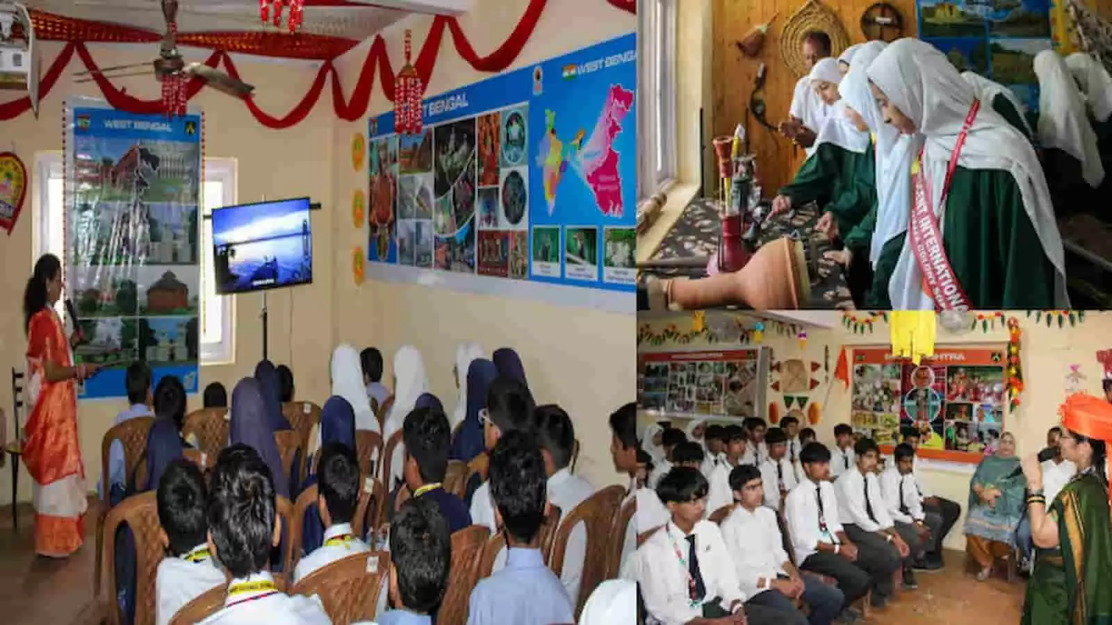 तस्वीर में सोपोर के छात्र विभिन्न राज्यों की संस्कृति और कला प्रदर्शनी देख रहे हैं। तस्वीर में सोपोर के छात्र विभिन्न राज्यों की संस्कृति और कला प्रदर्शनी देख रहे हैं।