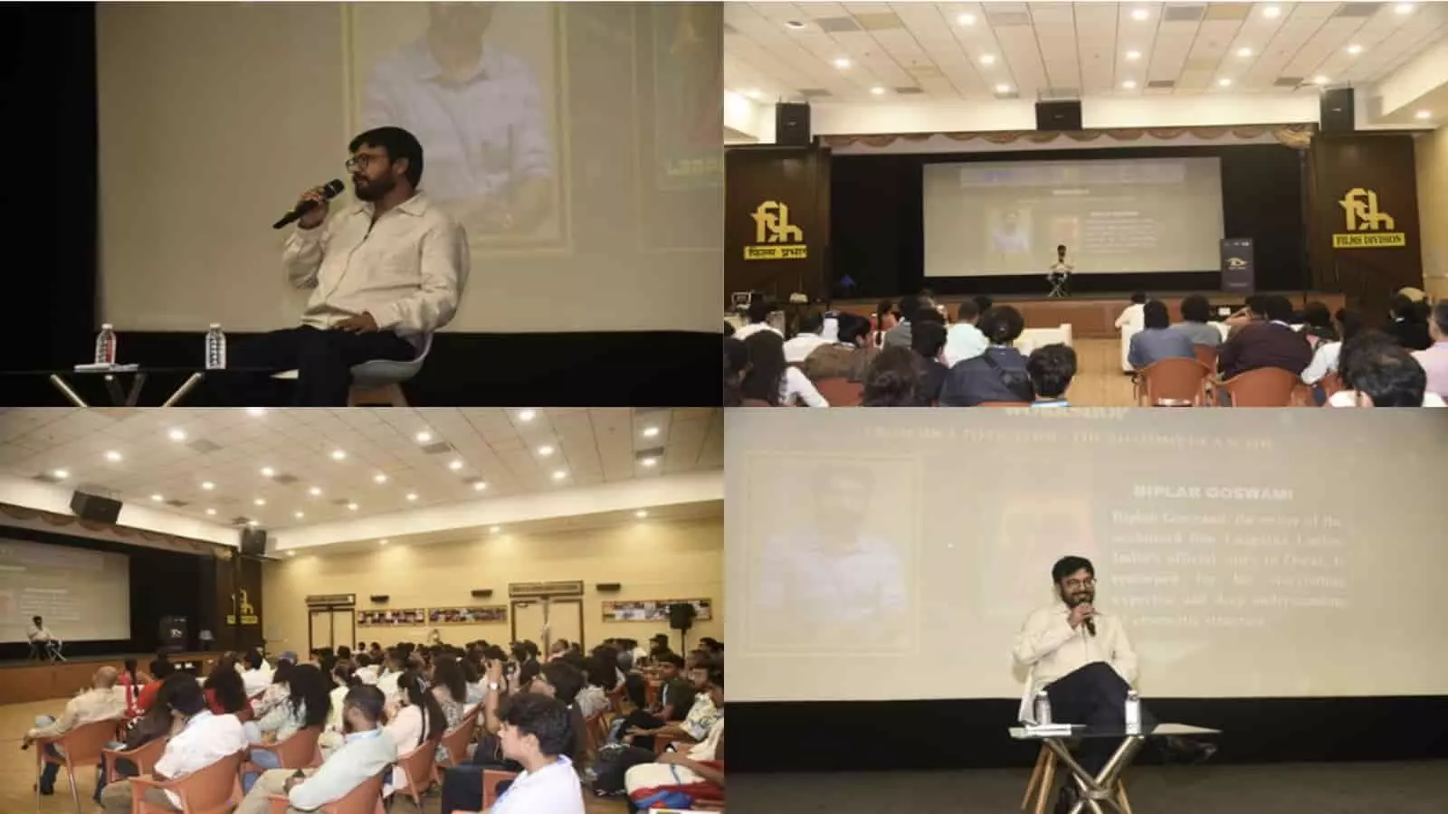 मुंबई में 19वें मुंबई अंतरराष्ट्रीय फिल्म महोत्सव के मंच पर माइक थामे बातचीत करते स्क्रीनराइटर बिप्लब गोस्वामी।