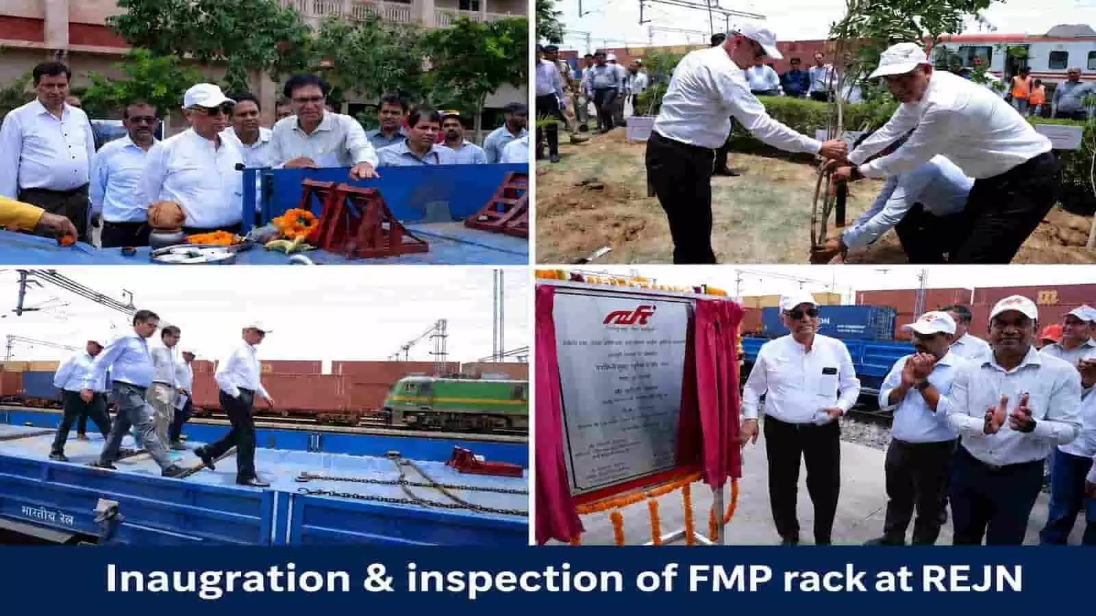 नए रेवाड़ी स्टेशन पर FMP रेक का उद्घाटन और निरीक्षण करते DFCCIL के मैनेजिंग डायरेक्टर प्रवीण कुमार और अन्य अधिकारी। नए रेवाड़ी स्टेशन पर FMP रेक का उद्घाटन और निरीक्षण करते DFCCIL के मैनेजिंग डायरेक्टर प्रवीण कुमार और अन्य अधिकारी।