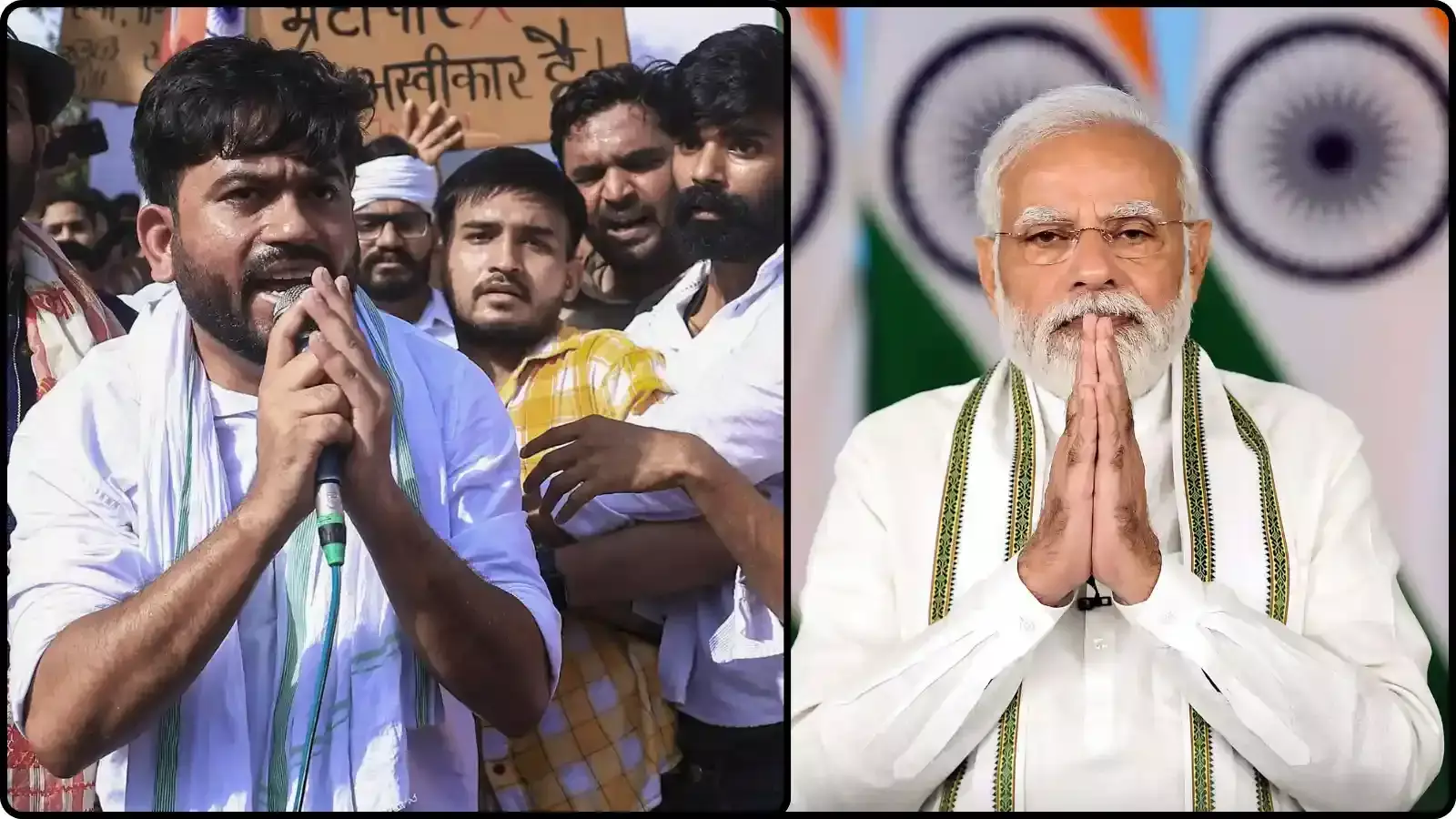 विरोध प्रदर्शन के दौरान भाषण देते अभिजीत दिपके और प्रधानमंत्री नरेंद्र मोदी की तस्वीरें। विरोध प्रदर्शन के दौरान भाषण देते अभिजीत दिपके और प्रधानमंत्री नरेंद्र मोदी की तस्वीरें।