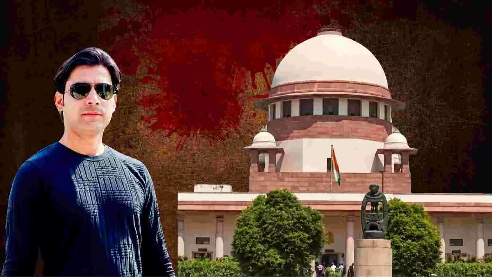 सुप्रीम कोर्ट भवन के सामने भरत तिवारी की तस्वीर एनकाउंटर विवाद के संदर्भ में। सुप्रीम कोर्ट भवन के सामने भरत तिवारी की तस्वीर एनकाउंटर विवाद के संदर्भ में।