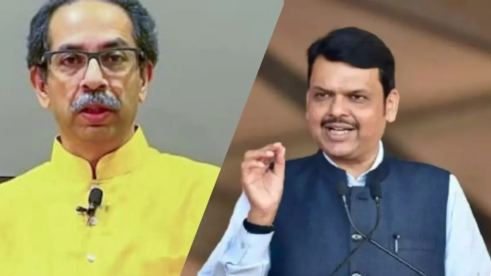 कोलाज में बाएं शिवसेना प्रमुख उद्धव ठाकरे और दाएं भाजपा नेता देवेंद्र फडणवीस महाराष्ट्र राजनीतिक संदर्भ में दिख रहे हैं। कोलाज में बाएं शिवसेना प्रमुख उद्धव ठाकरे और दाएं भाजपा नेता देवेंद्र फडणवीस महाराष्ट्र राजनीतिक संदर्भ में दिख रहे हैं।
