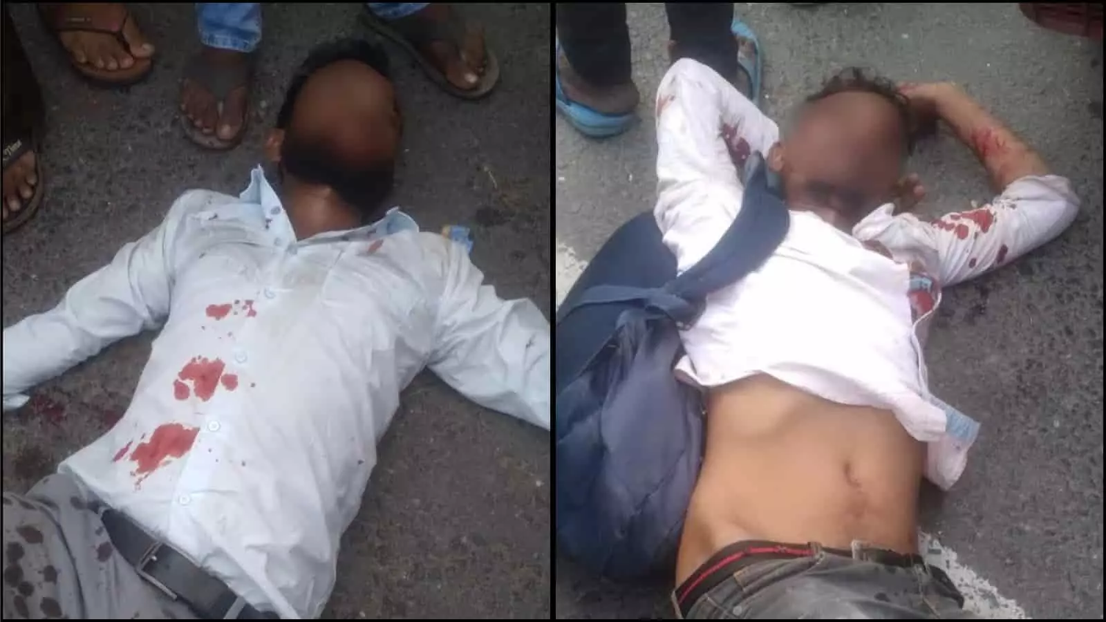 सड़क हादसे में घायल दो युवक खेरवाड़ा में सड़क पर पड़े हुए हैं। सड़क हादसे में घायल दो युवक खेरवाड़ा में सड़क पर पड़े हुए हैं।