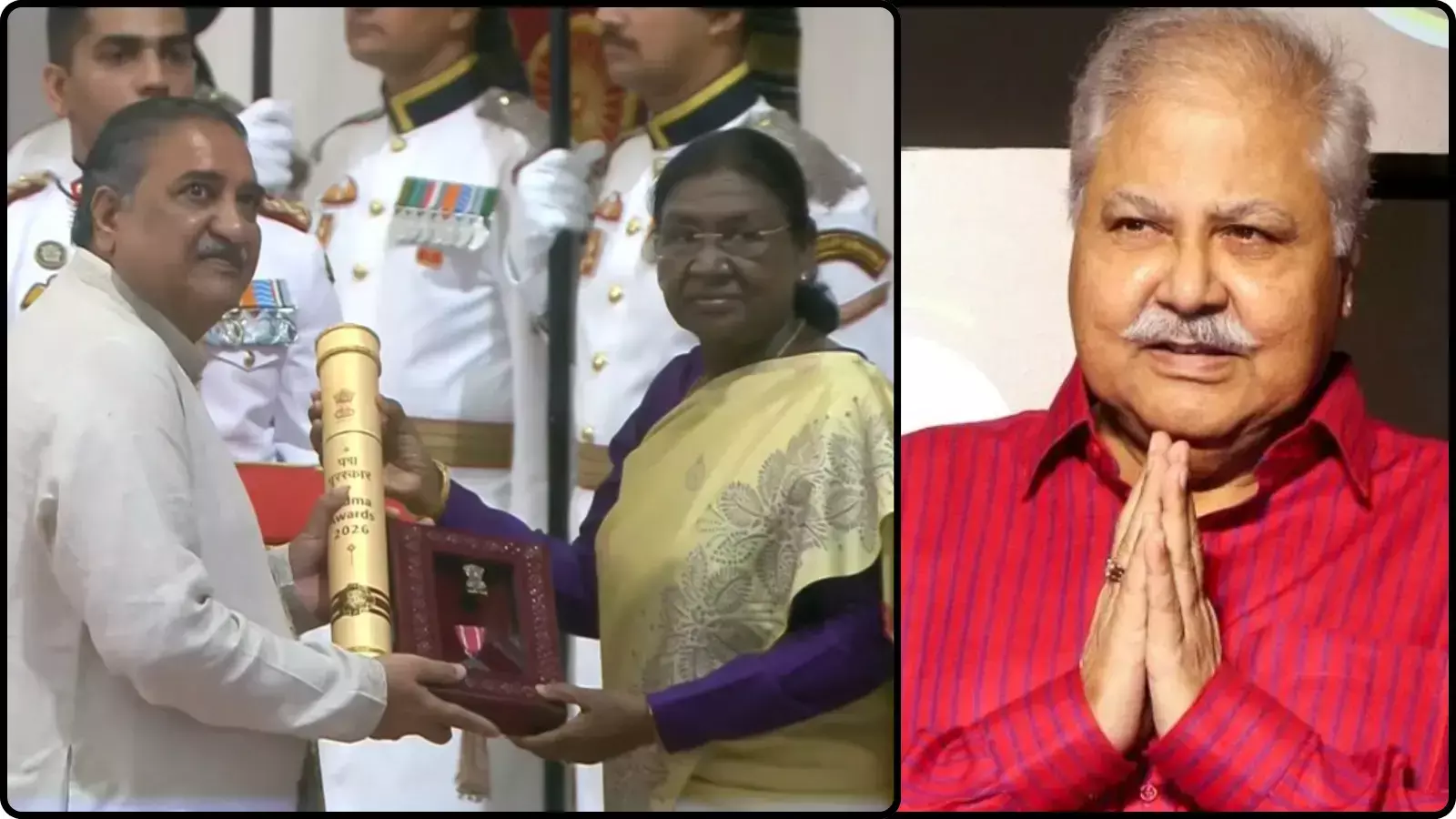पद्म पुरस्कार प्राप्त करते हुए एक व्यक्ति और राष्ट्रपति द्रौपदी मुर्मू सतीश शाह के मरणोपरांत सम्मान के संदर्भ में दिख रहे हैं। पद्म पुरस्कार प्राप्त करते हुए एक व्यक्ति और राष्ट्रपति द्रौपदी मुर्मू सतीश शाह के मरणोपरांत सम्मान के संदर्भ में दिख रहे हैं।