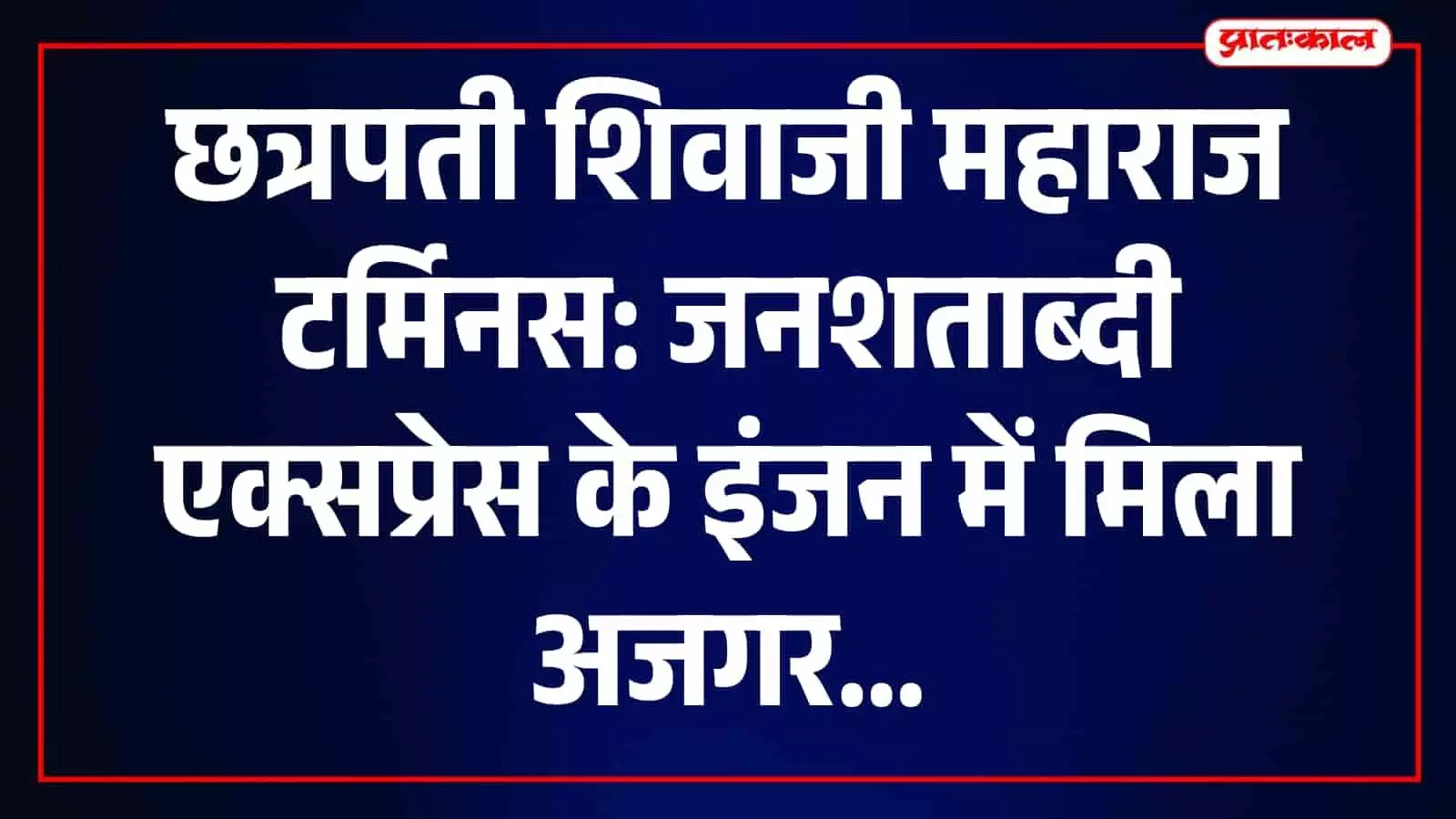 छत्रपती शिवाजी महाराज टर्मिनस पर जनशताब्दी एक्सप्रेस के इंजन में मिला भारतीय अजगर का बच्चा। छत्रपती शिवाजी महाराज टर्मिनस पर जनशताब्दी एक्सप्रेस के इंजन में मिला भारतीय अजगर का बच्चा।