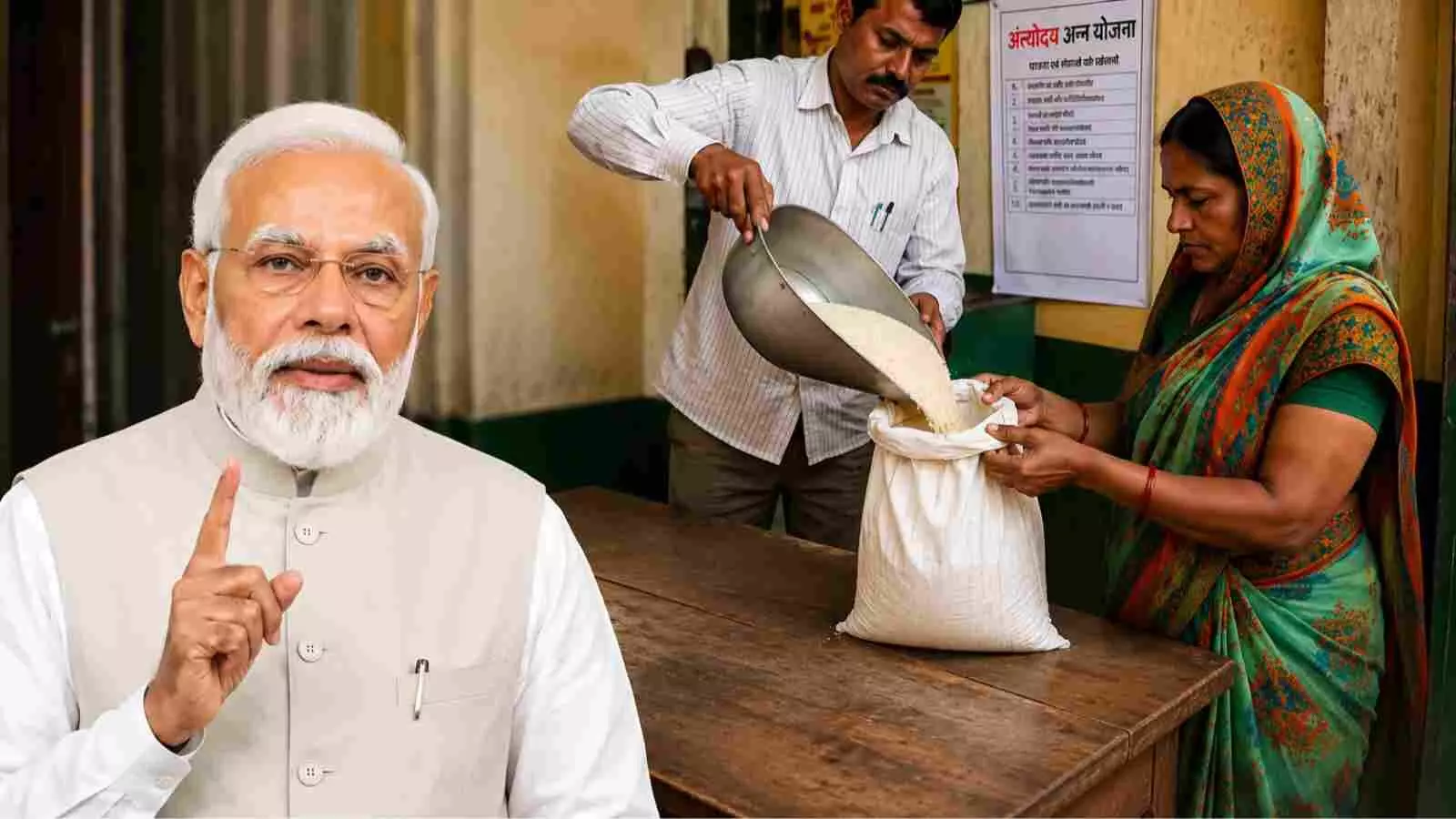 प्रधानमंत्री और राशन वितरण का प्रतीक, अंत्योदय अन्न योजना भारत में| प्रधानमंत्री और राशन वितरण का प्रतीक, अंत्योदय अन्न योजना भारत में|