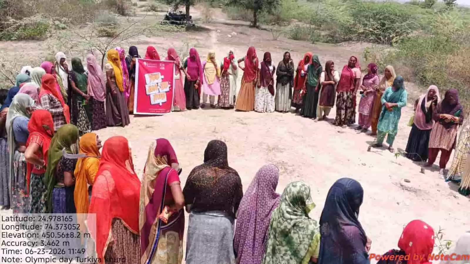 चित्तौड़गढ़ के भूपालसागर में अंतरराष्ट्रीय ओलंपिक दिवस पर खेल और जागरूकता कार्यक्रम में शामिल महिलाएं।