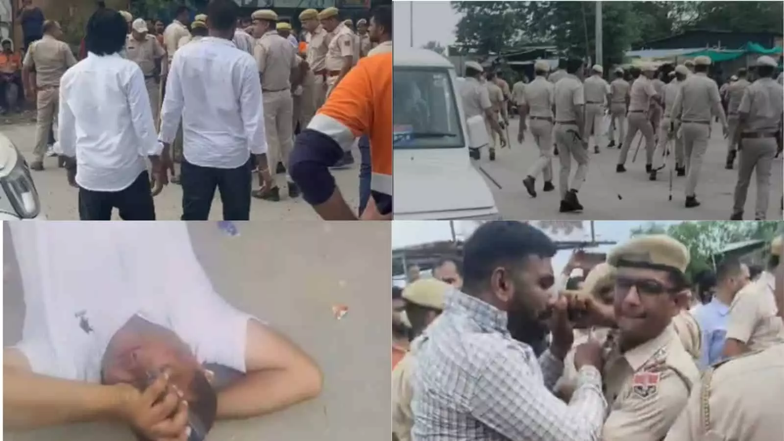तस्वीर में प्रदर्शन के दौरान सड़क पर पुलिस बल और ग्रामीणों के बीच टकराव की स्थिति दिखाई दे रही है। तस्वीर में प्रदर्शन के दौरान सड़क पर पुलिस बल और ग्रामीणों के बीच टकराव की स्थिति दिखाई दे रही है।